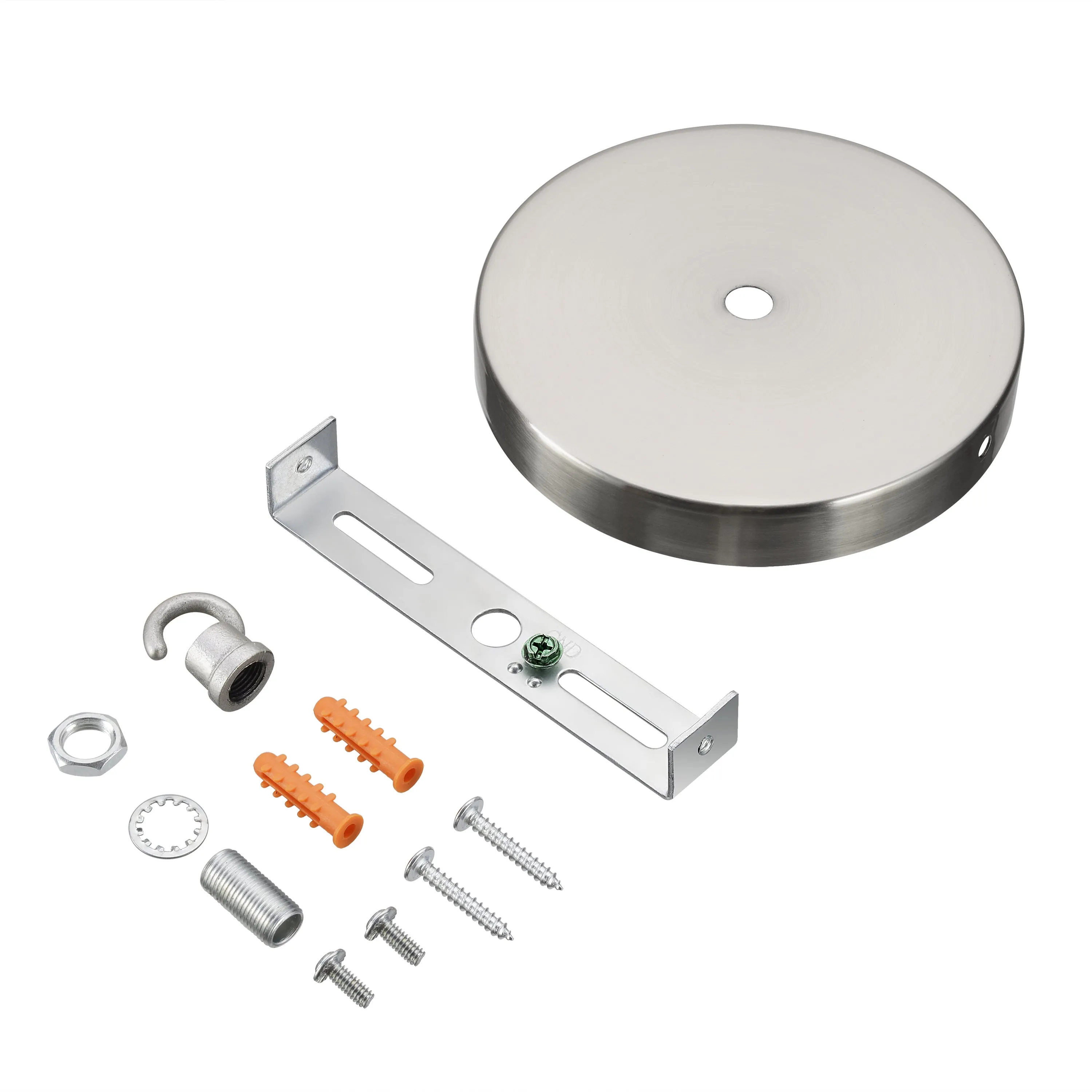 # 21510-4X Contemporary Chandelier Fixture Canopy Kit, 4-3/4" Diameter with Hook, 7/16" Center Hole, Brushed Nickel, 1 Sets/Pack
