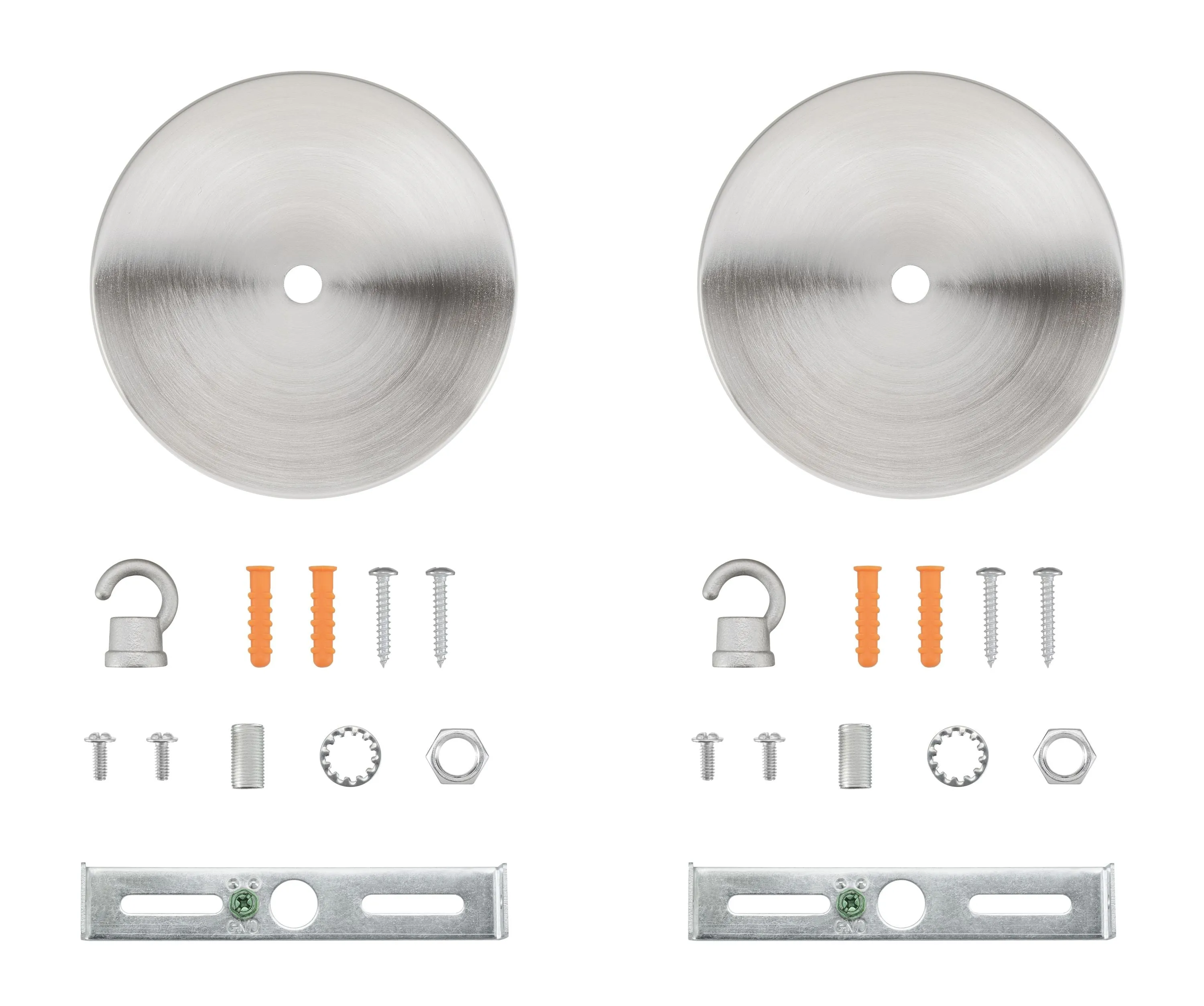 # 21510-4X Contemporary Chandelier Fixture Canopy Kit, 4-3/4" Diameter with Hook, 7/16" Center Hole, Brushed Nickel, 1 Sets/Pack