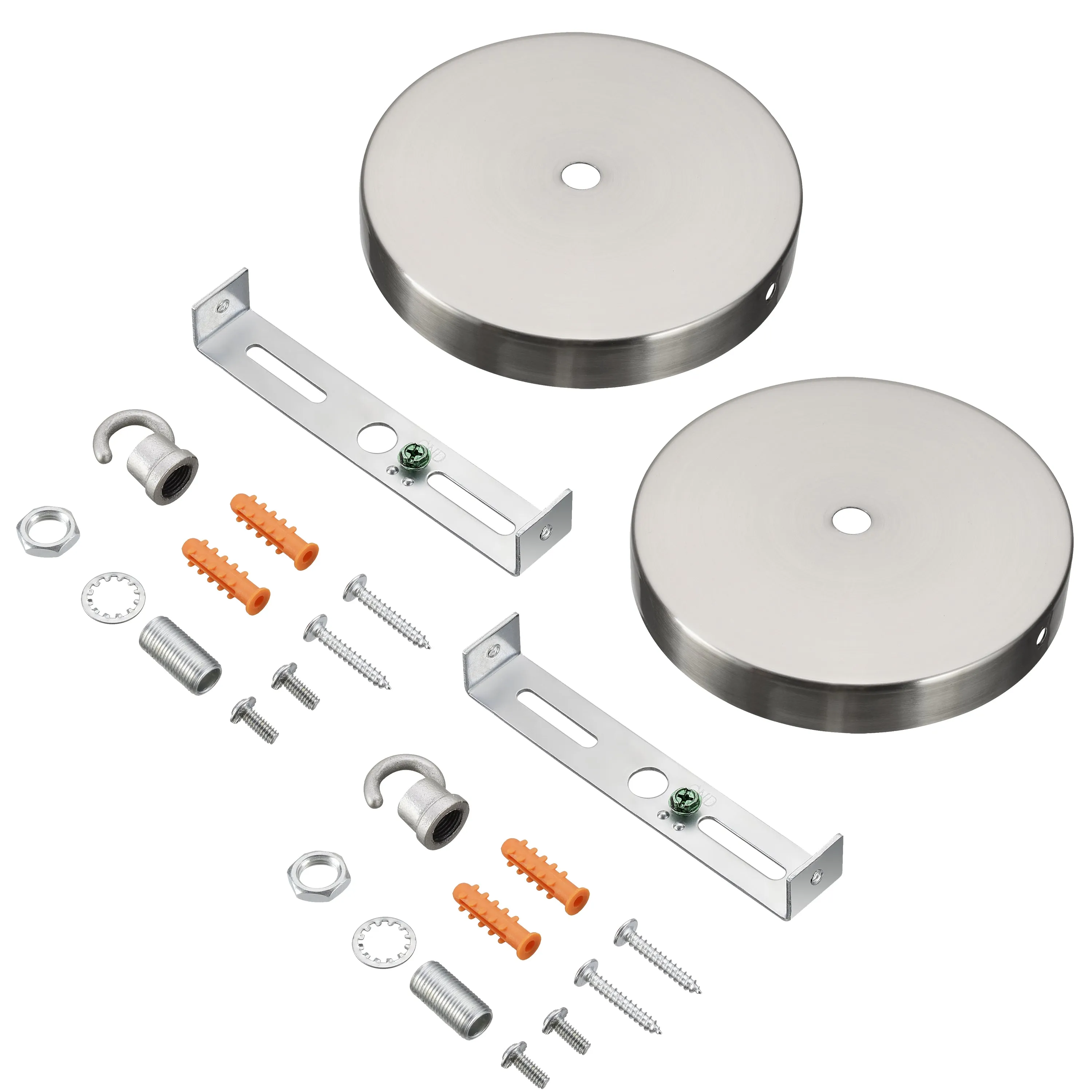 # 21510-4X Contemporary Chandelier Fixture Canopy Kit, 4-3/4" Diameter with Hook, 7/16" Center Hole, Brushed Nickel, 1 Sets/Pack