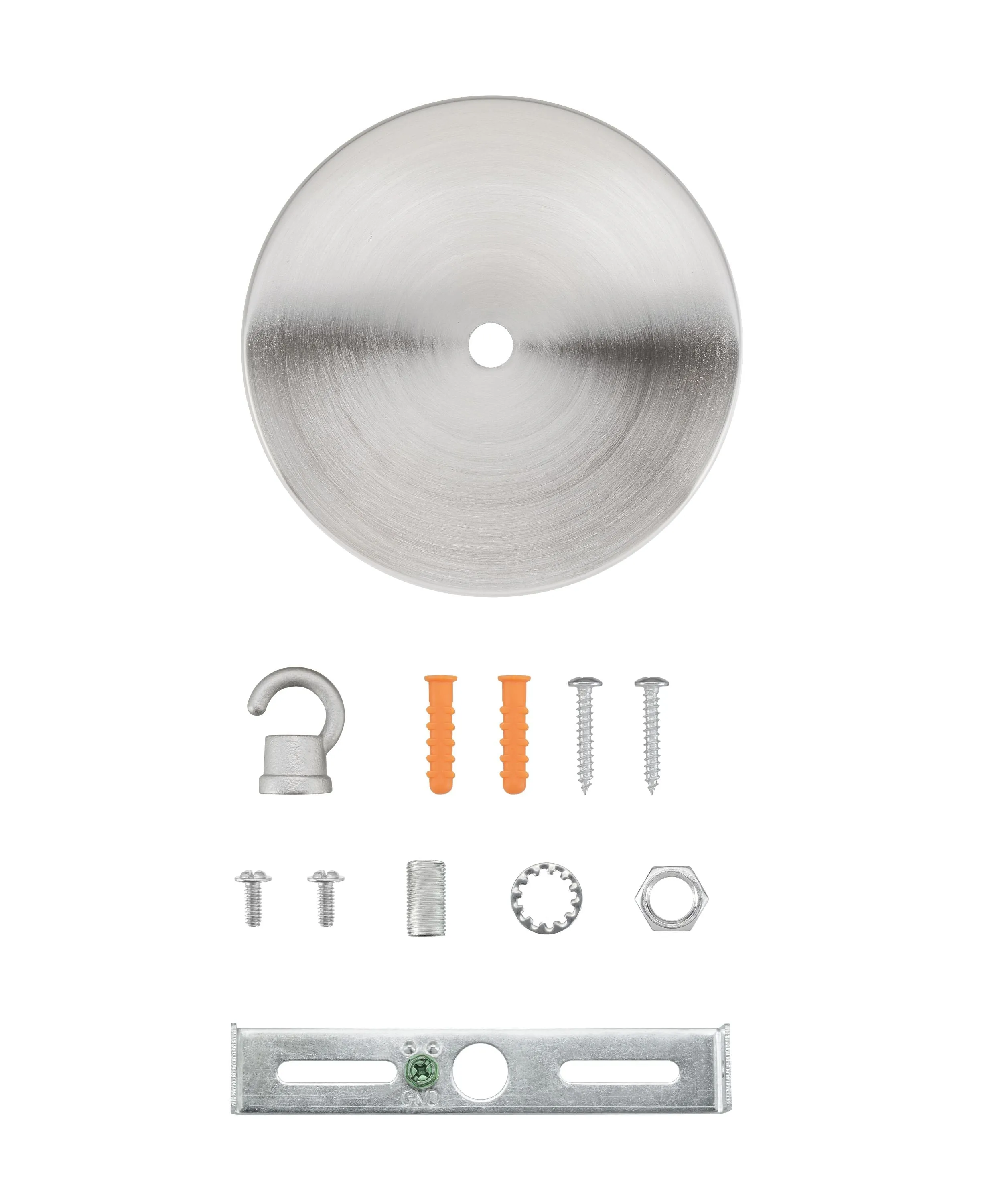 # 21510-4X Contemporary Chandelier Fixture Canopy Kit, 4-3/4" Diameter with Hook, 7/16" Center Hole, Brushed Nickel, 1 Sets/Pack