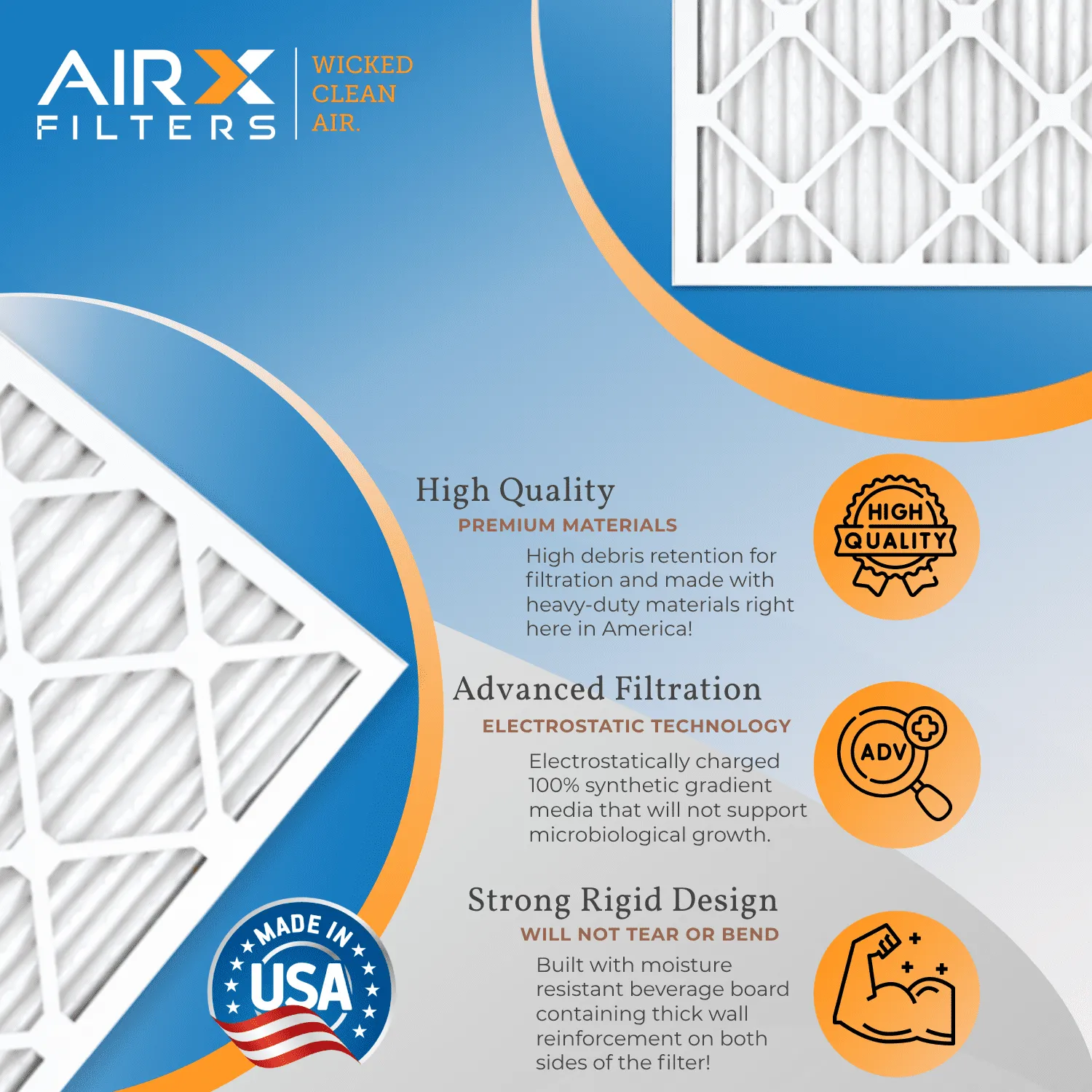 14x30x1 Air Filter MERV 13 Comparable to MPR 1500 - 2200 & FPR 9 Electrostatic Pleated Air Conditioner Filter 6 Pack HVAC AC Premium USA Made 14x30x1 Furnace Filters by AIRX FILTERS WICKED CLEAN AIR.