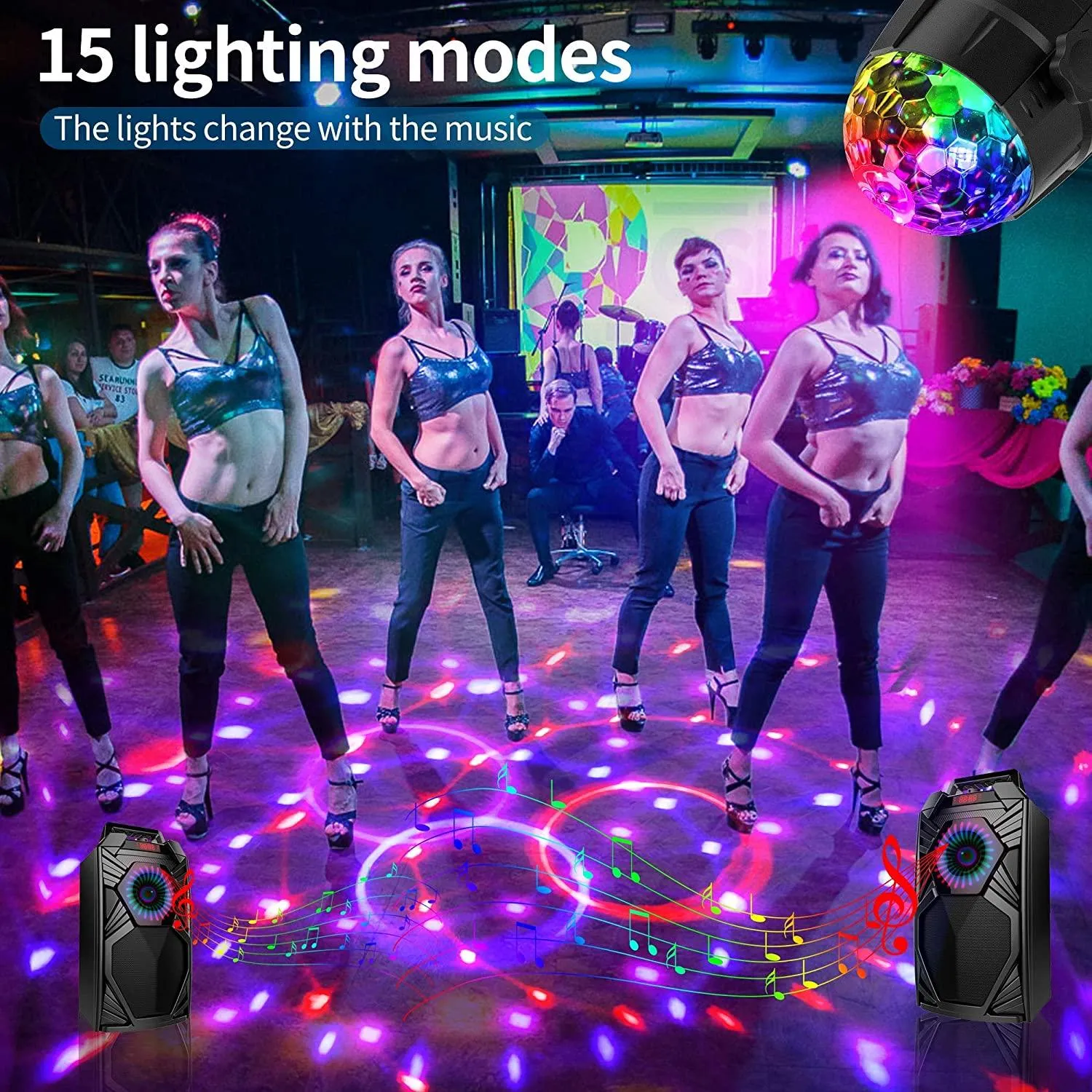 15 Modes Disco Light 9W Sound Activated Party Lights Disco Ball Ripple DJ Flame Lamp Stage Light