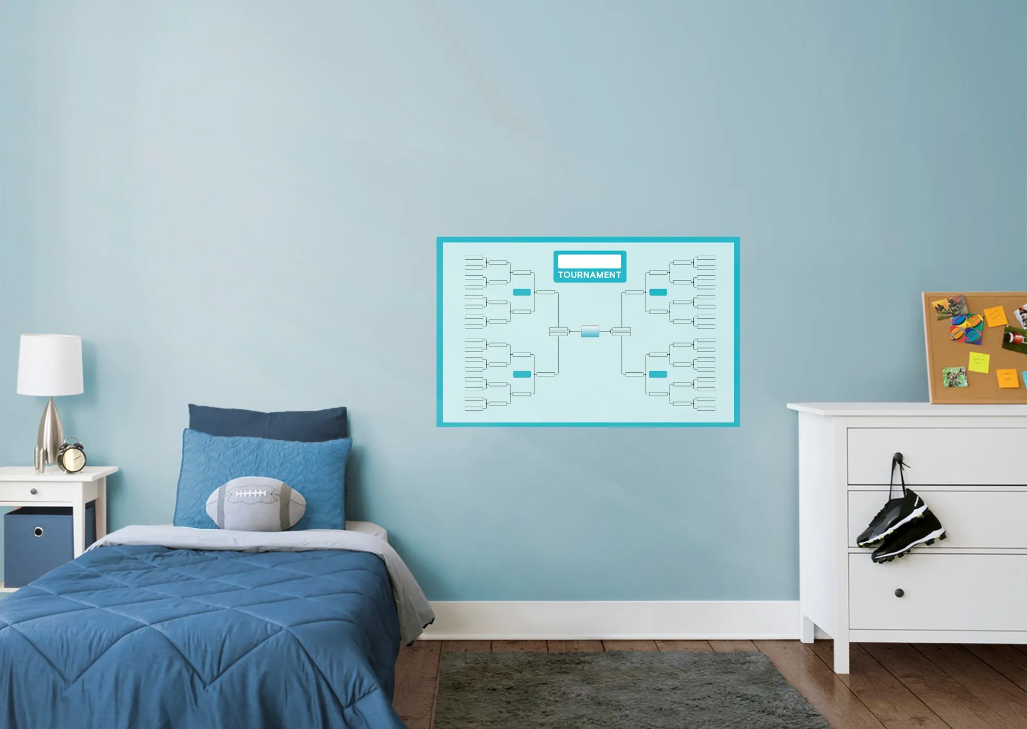 32 Team Blue Brackets Dry Erase        -   Removable Wall   Adhesive Decal