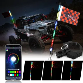 3FT/4FT RGB LED Whip Light with Bluetooth Controlled   Whip Light Mounting Brackets for UTV, ATV, Off-road Vehicle
