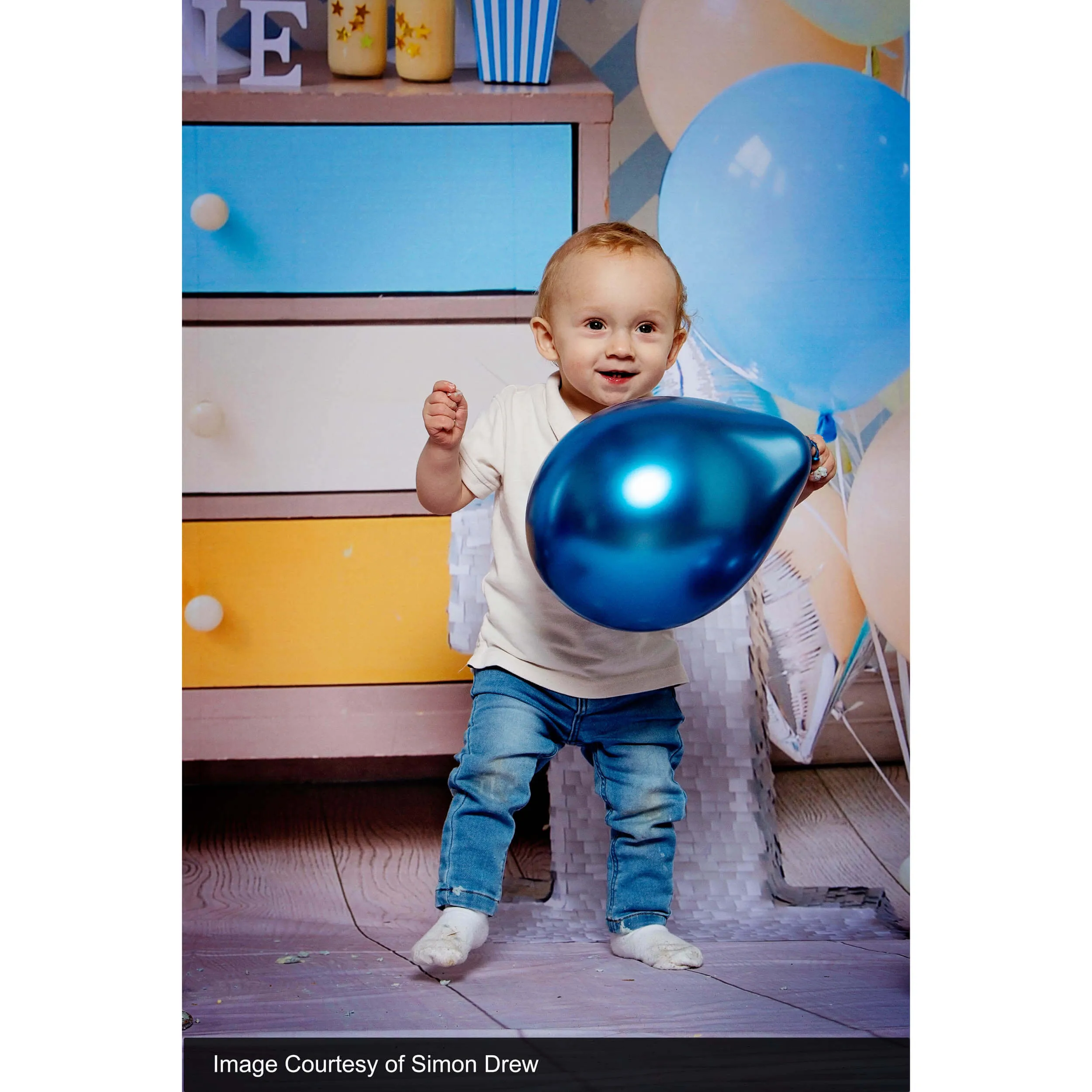 3x4m Blue Birthday Background with Polyester Material (Baby Design 2) - CLEARANCE