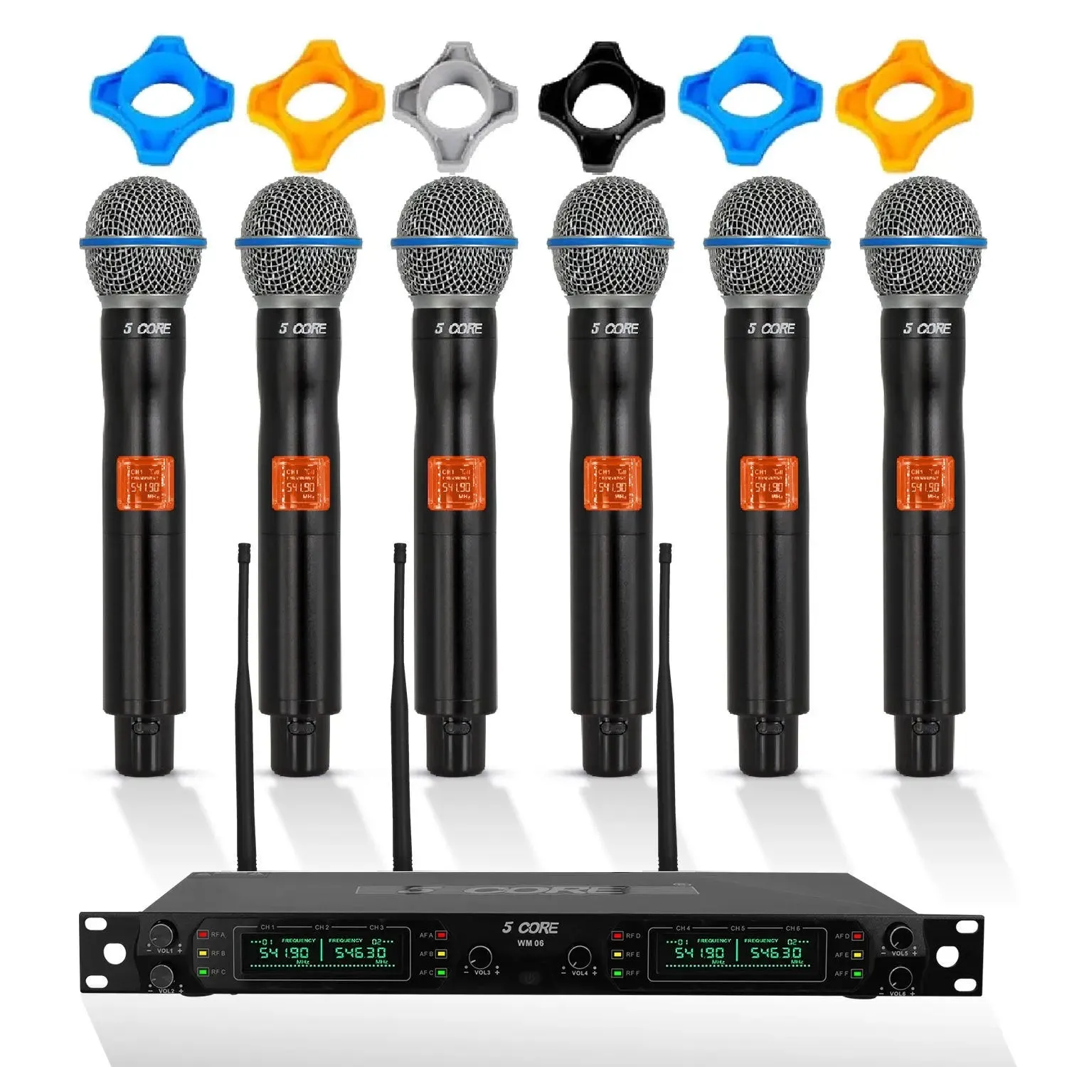 5 Core Wireless Microphones 8 Channel Dynamic Professional UHF Singing Mic System