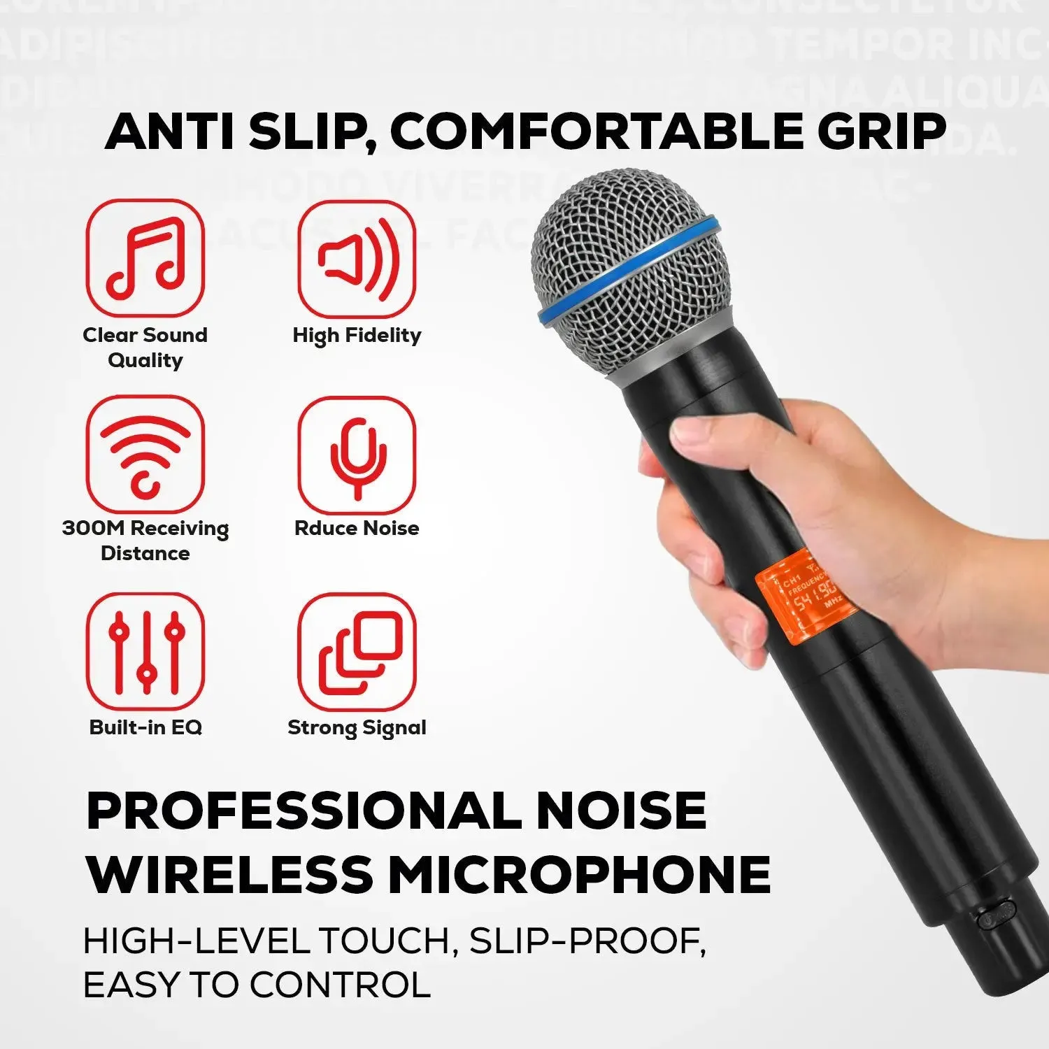 5 Core Wireless Microphones 8 Channel Dynamic Professional UHF Singing Mic System