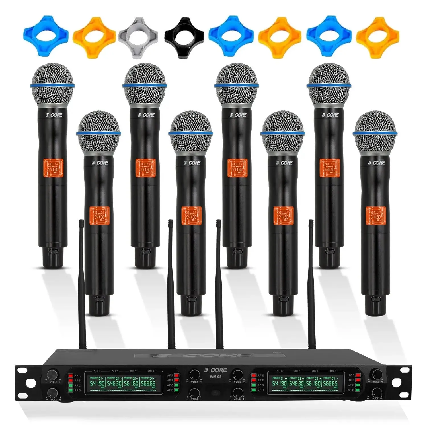 5 Core Wireless Microphones 8 Channel Dynamic Professional UHF Singing Mic System