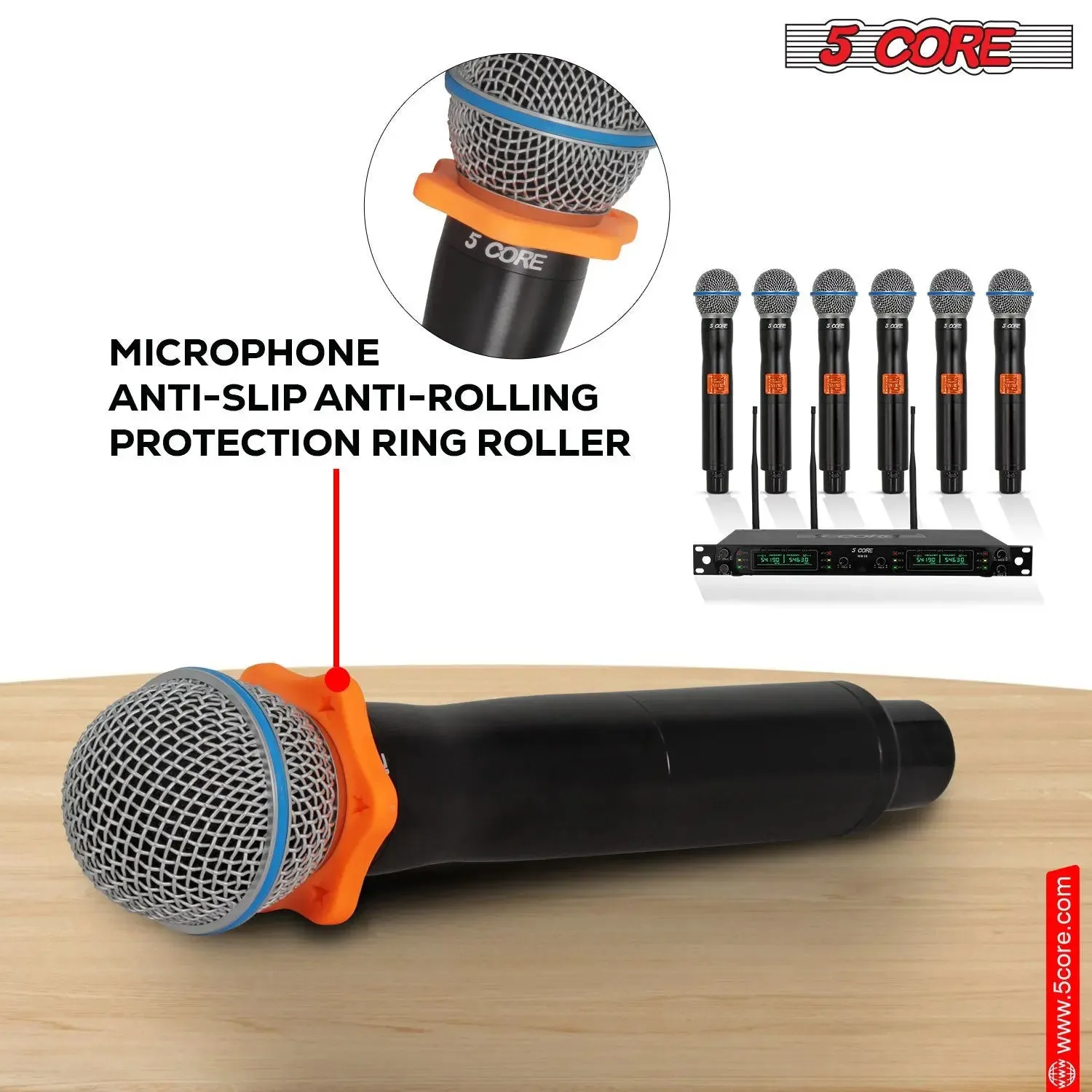 5 Core Wireless Microphones 8 Channel Dynamic Professional UHF Singing Mic System