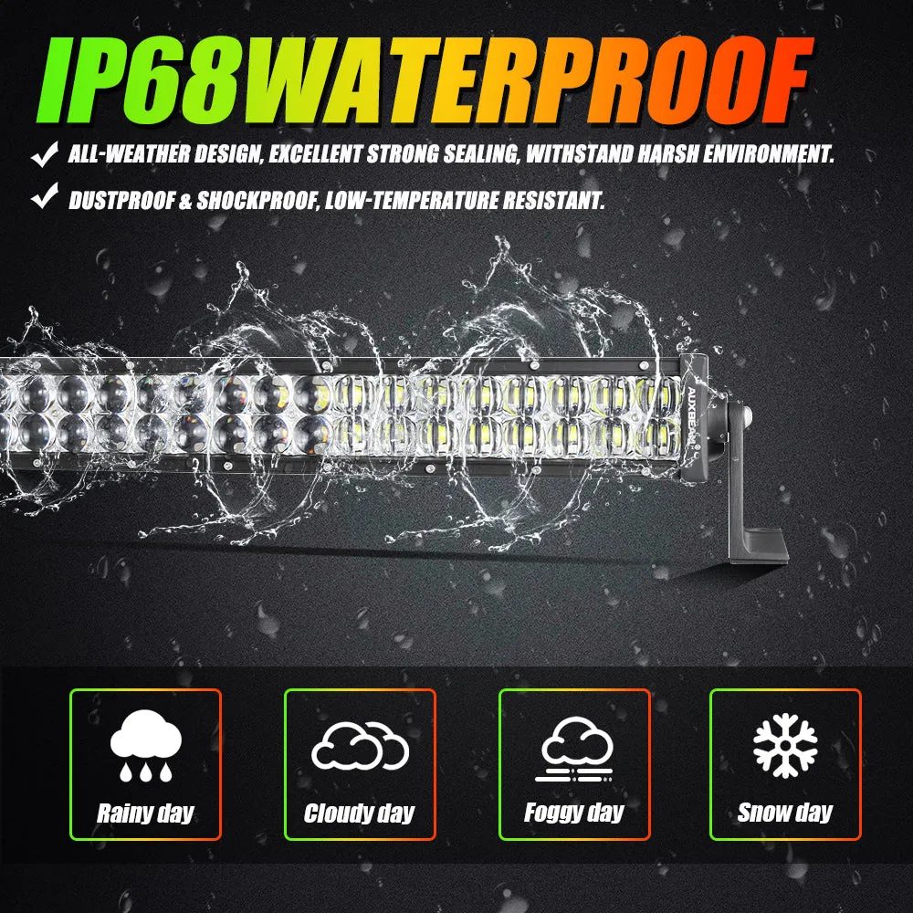 52" V-PRO Series RGBW LED Light Bars   4" LED Pods  52" Windshield Mounting Brackets for 2018-2021 Jeep Wrangler JL