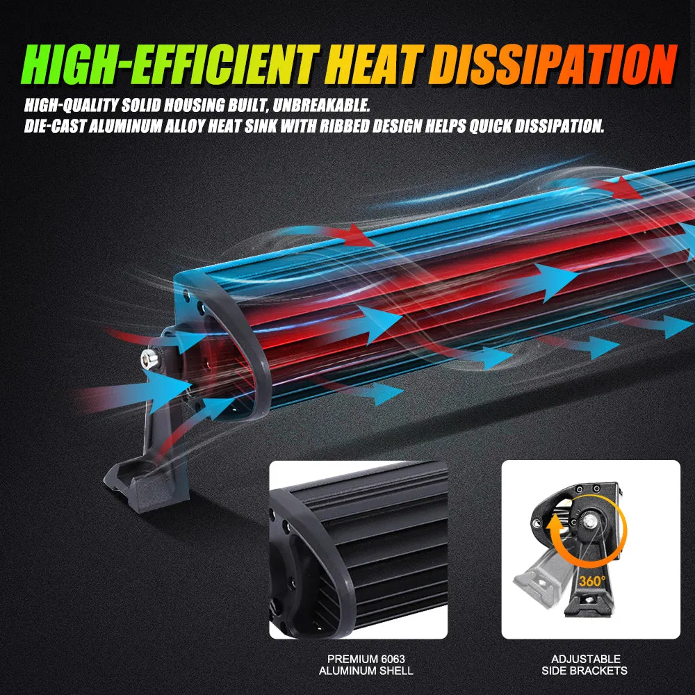 52" V-PRO Series RGBW LED Light Bars   4" LED Pods  52" Windshield Mounting Brackets for 2018-2021 Jeep Wrangler JL