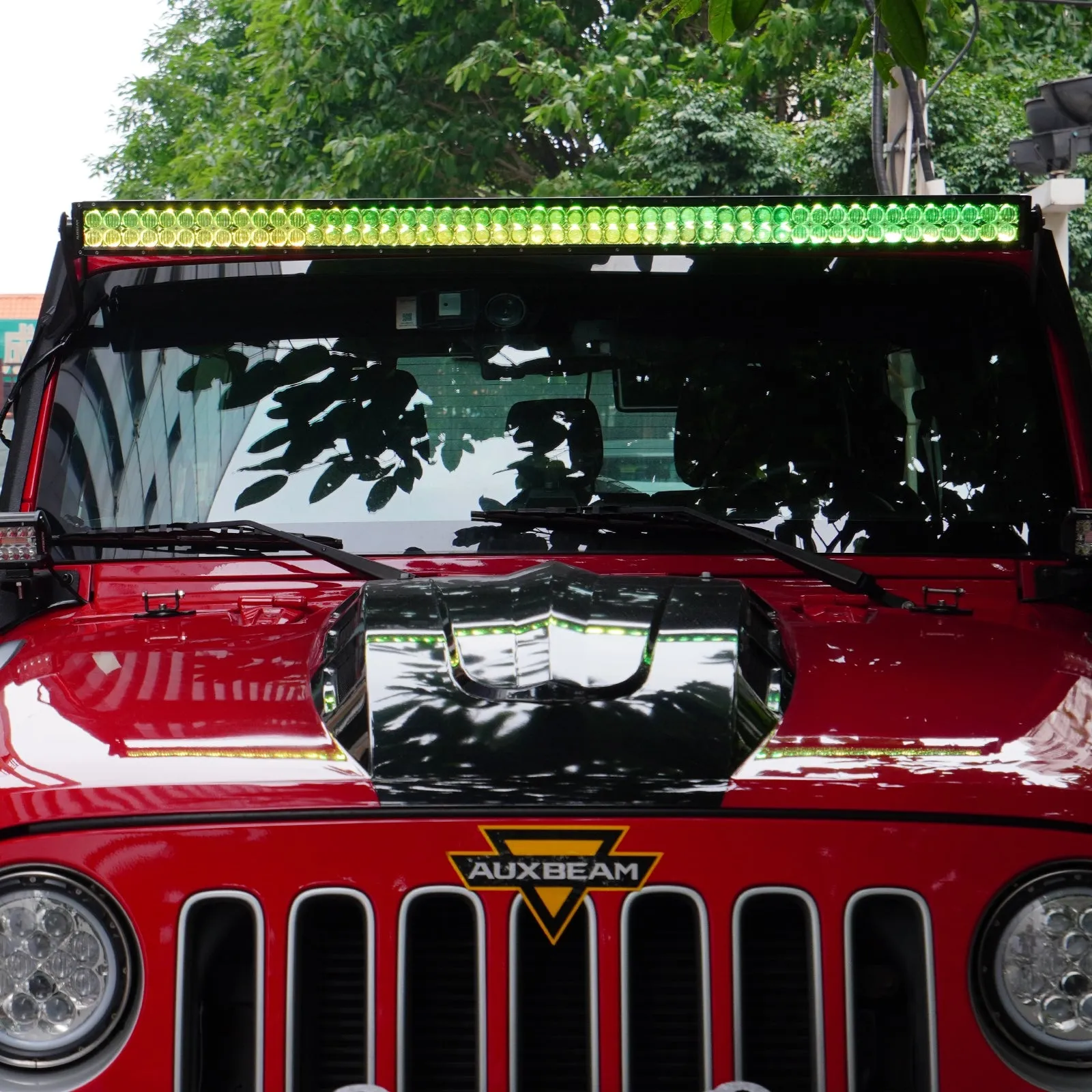 52" V-PRO Series RGBW LED Light Bars   4" LED Pods  52" Windshield Mounting Brackets for 2018-2021 Jeep Wrangler JL