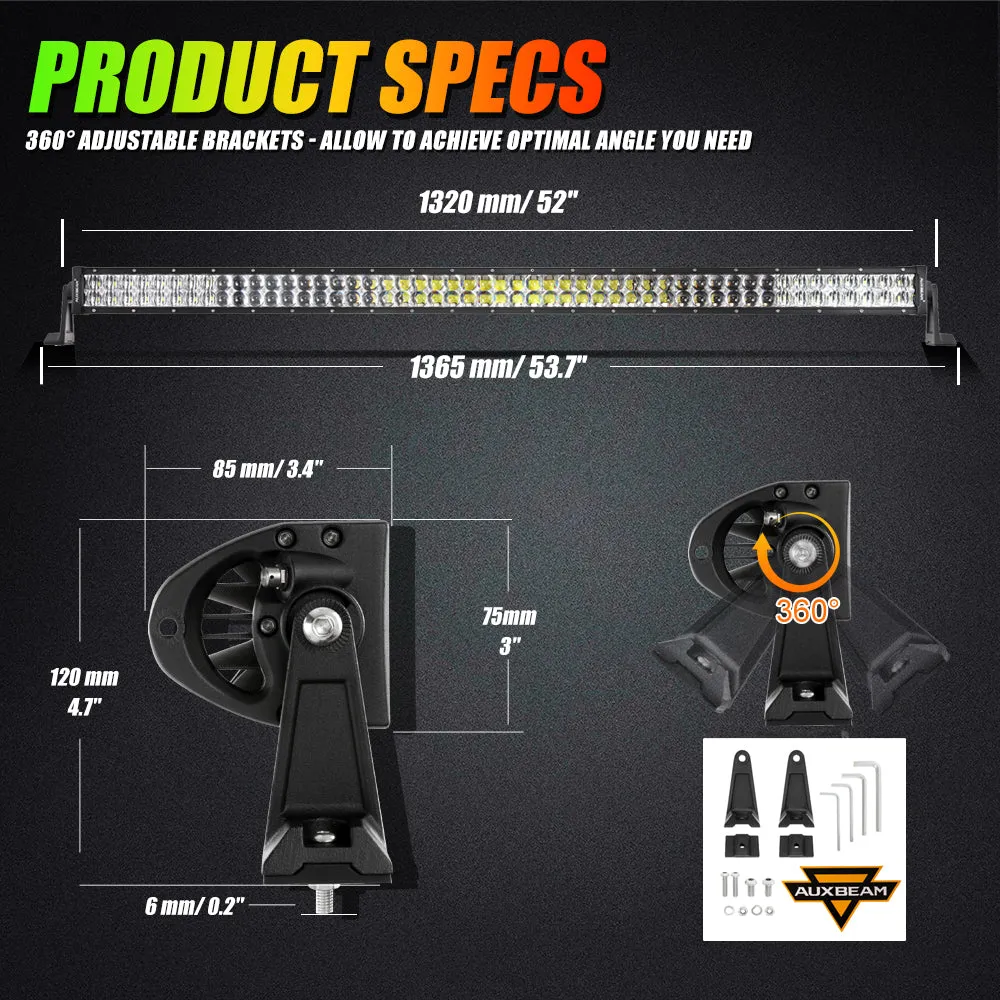 52" V-PRO Series RGBW LED Light Bars   4" LED Pods  52" Windshield Mounting Brackets for 2018-2021 Jeep Wrangler JL