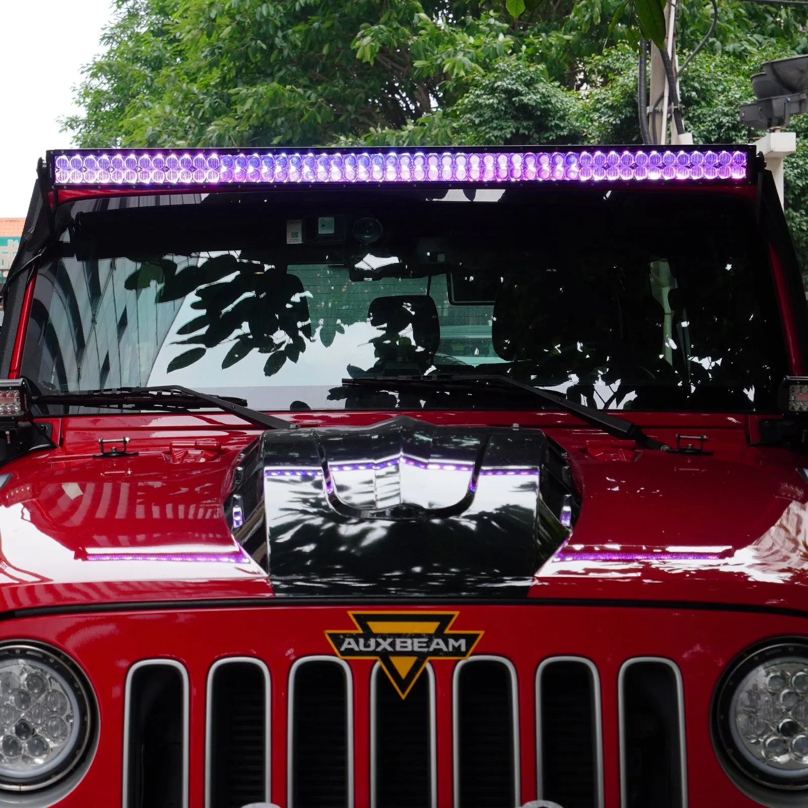 52" V-PRO Series RGBW LED Light Bars   4" LED Pods  52" Windshield Mounting Brackets for 2018-2021 Jeep Wrangler JL