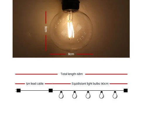 68m LED Festoon Lights Sting Lighting Kits Wedding Outdoor Party