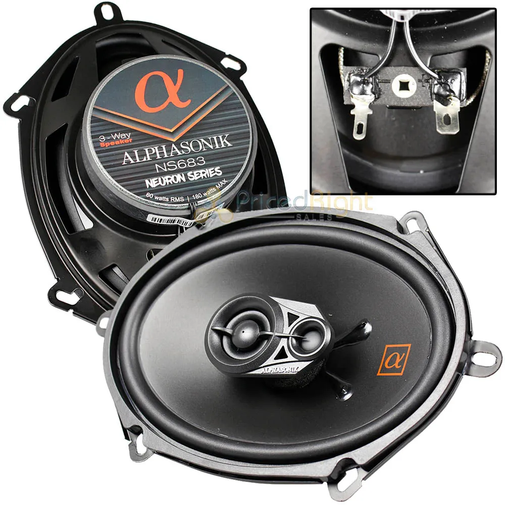 6x8" Full Range Speakers 3 Way 120W Max 3 Ohm Neuron Series Alphasonik NS683