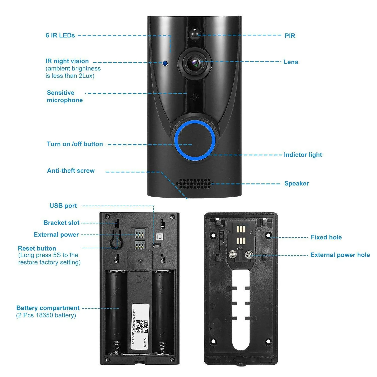 720P HD WiFi Video Doorbell
