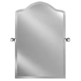 Afina Radiance 16" x 25" Scallop Top Frameless Beveled Wall Mirror With Polished Chrome Contemporary Tilt Bracket