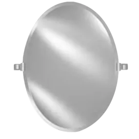 Afina Radiance 18" x 26" Oval Frameless Beveled Wall Mirror With Satin Nickel Contemporary Tilt Bracket