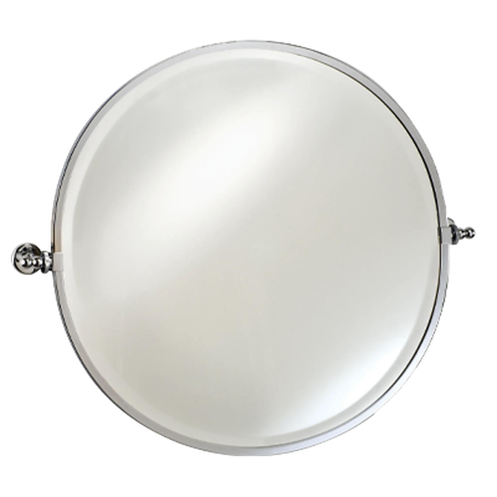 Afina Radiance 24" Polished Chrome Round Framed Bevel Mirror With Gear Style Tilt Mounting Bracket