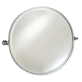 Afina Radiance 24" Polished Chrome Round Framed Bevel Mirror With Gear Style Tilt Mounting Bracket