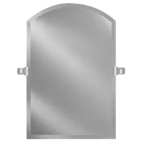 Afina Radiance 24" x 35" Arch Top Frameless Beveled Wall Mirror With Polished Nickel Traditional Tilt Bracket