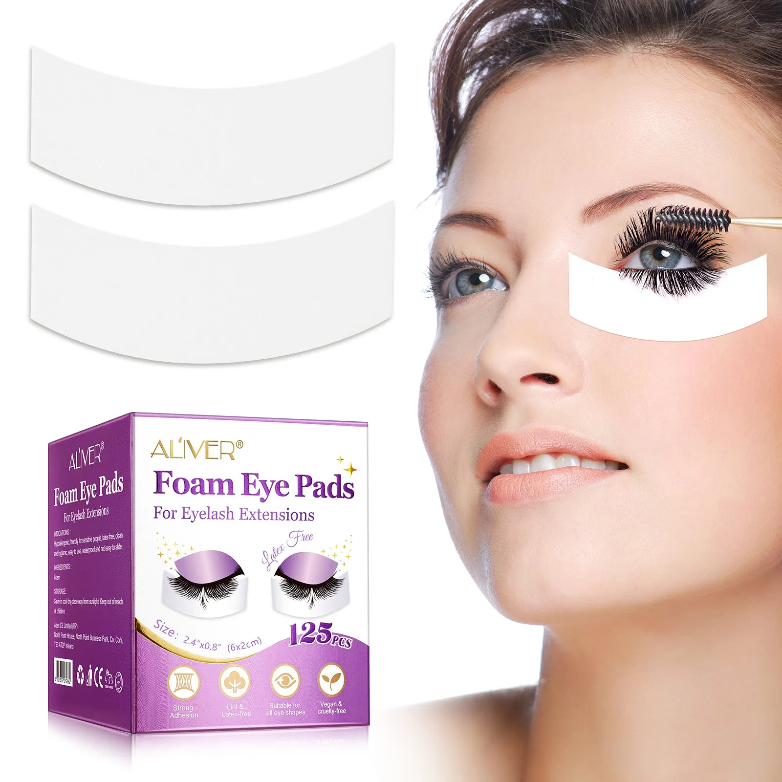 Aliver 125 PCS Eye Pads for Lash Extensions, Pre-cut Foam Tape for Eyelash Extensions
