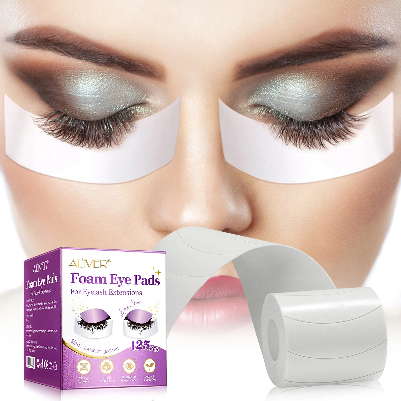 Aliver 125 PCS Eye Pads for Lash Extensions, Pre-cut Foam Tape for Eyelash Extensions