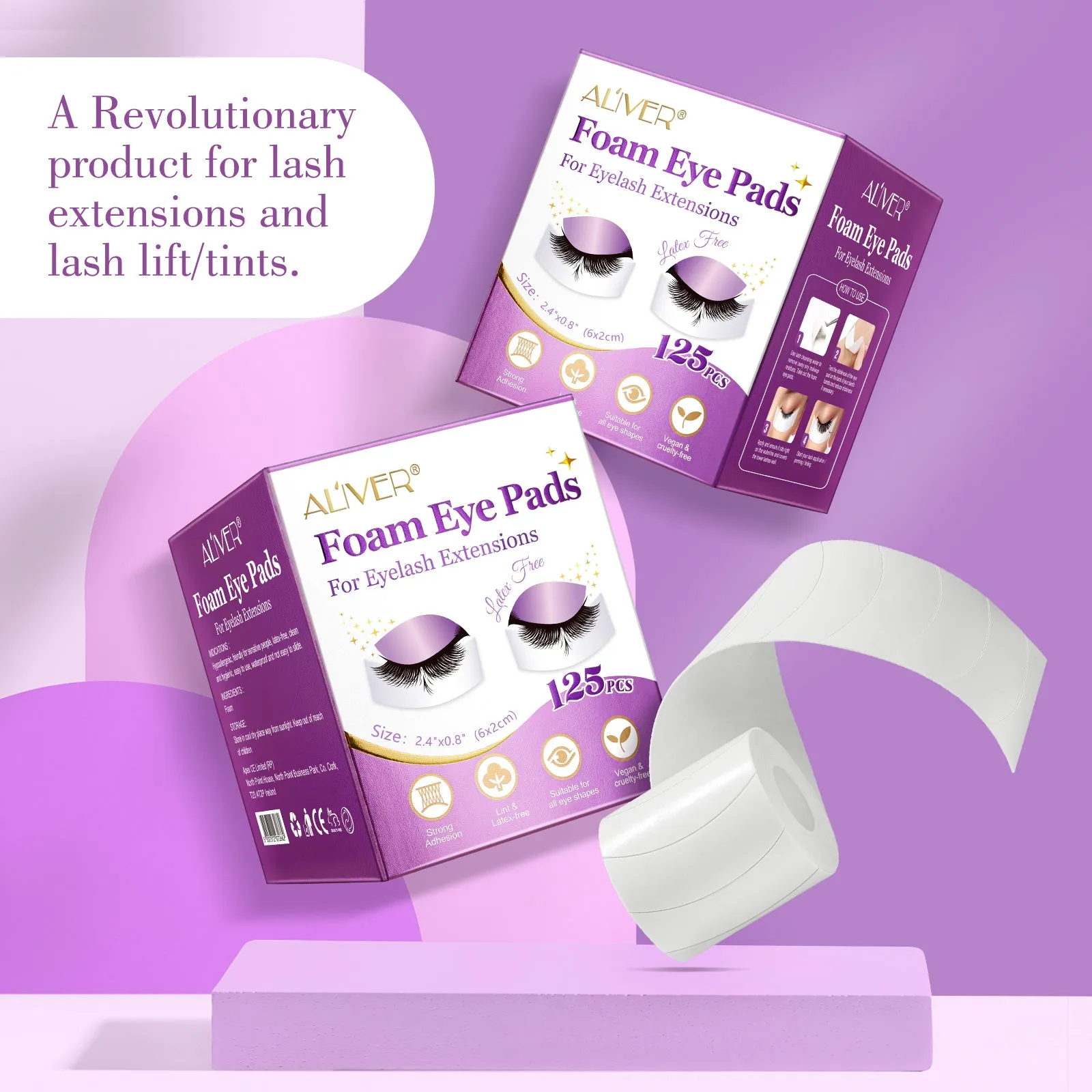 Aliver 125 PCS Eye Pads for Lash Extensions, Pre-cut Foam Tape for Eyelash Extensions