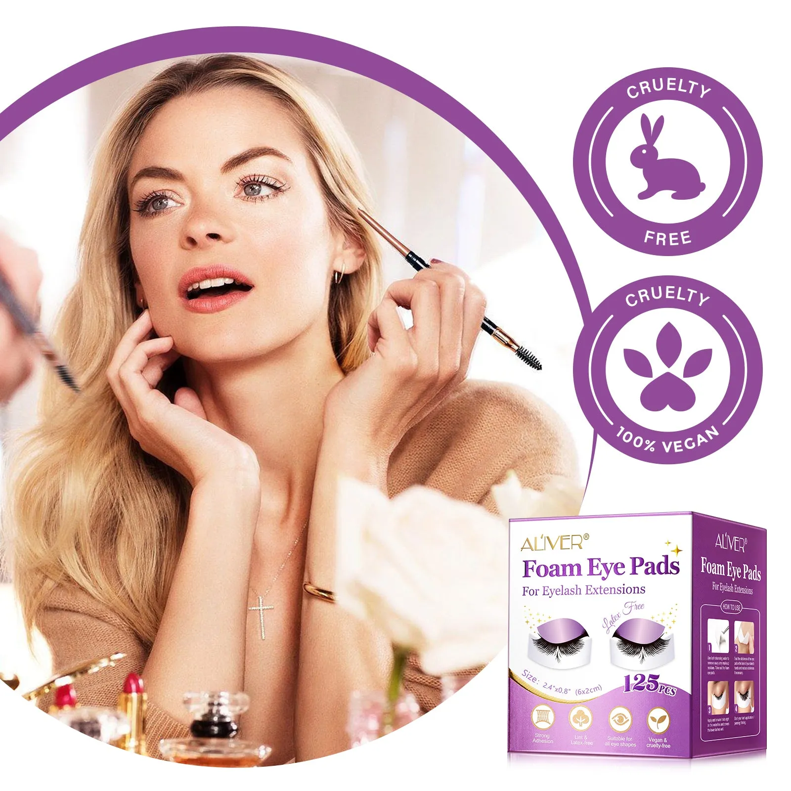 Aliver 125 PCS Eye Pads for Lash Extensions, Pre-cut Foam Tape for Eyelash Extensions