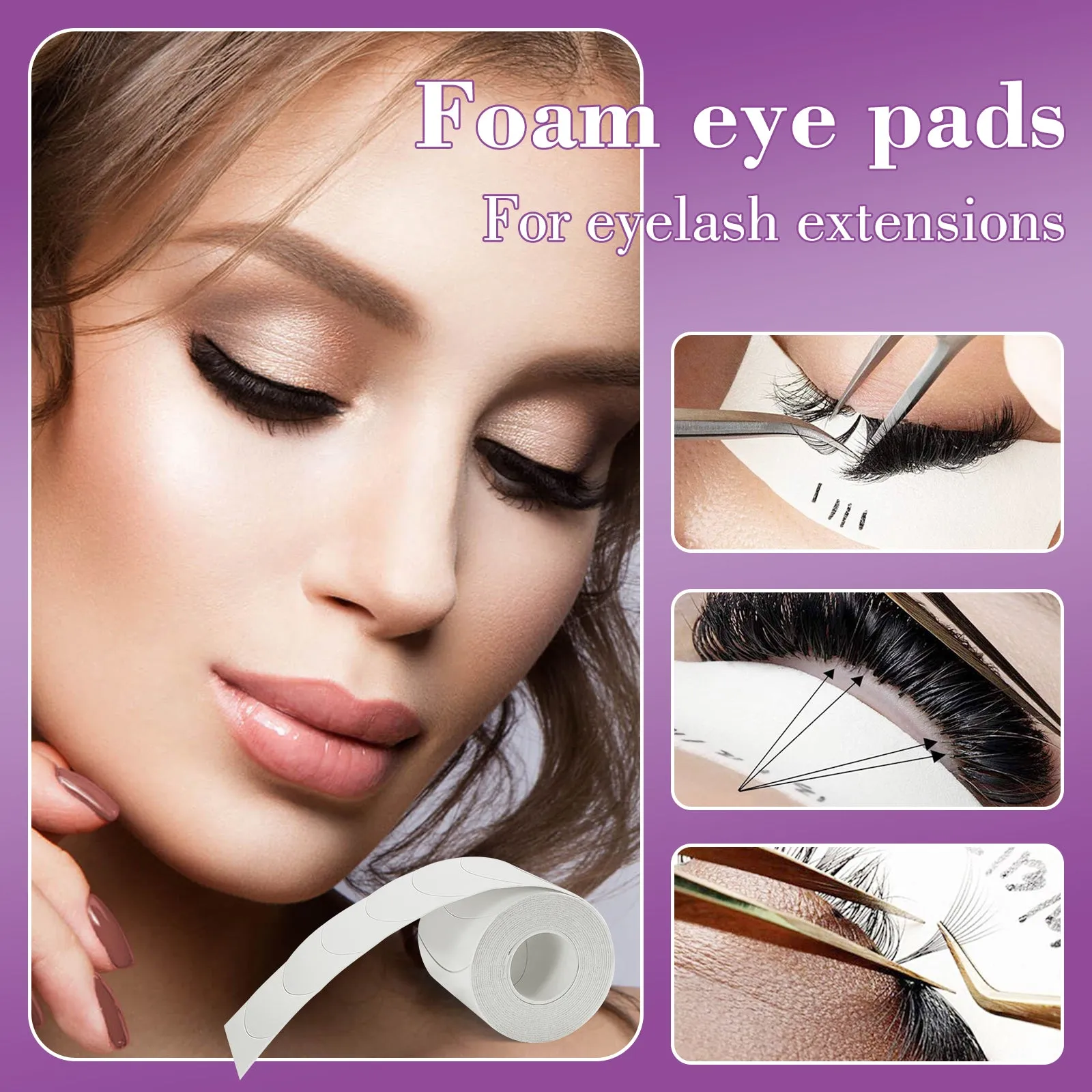Aliver 125 PCS Eye Pads for Lash Extensions, Pre-cut Foam Tape for Eyelash Extensions