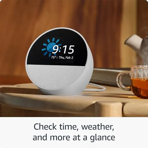 Amazon Echo Spot (2024 release), Smart alarm clock with vibrant sound   Alexa, Ocean Blue