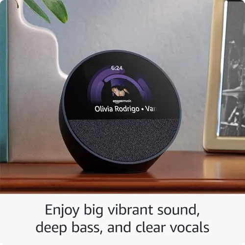 Amazon Echo Spot (2024 release), Smart alarm clock with vibrant sound   Alexa, Ocean Blue