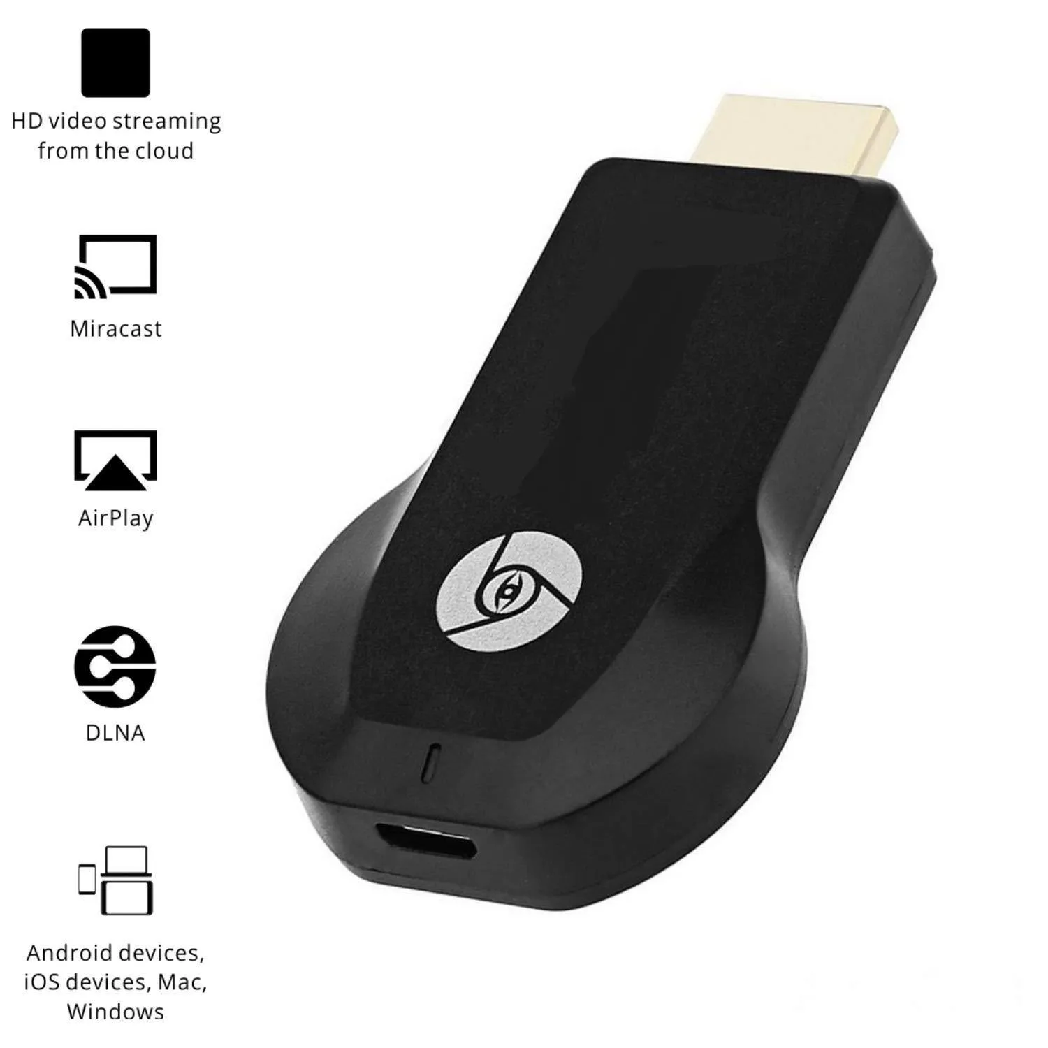 Anycast Wireless WiFi 1080P HDMI Display TV Dongle Receiver Black