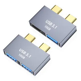 AreMe USB C Adapter for MacBook (2 Pack), Thunderbolt 3 to Dual USB 3.1 Hub, Type C to USB C and USB A Extender Support PD 100W 10Gbps Compatible with MacBook Pro/Air