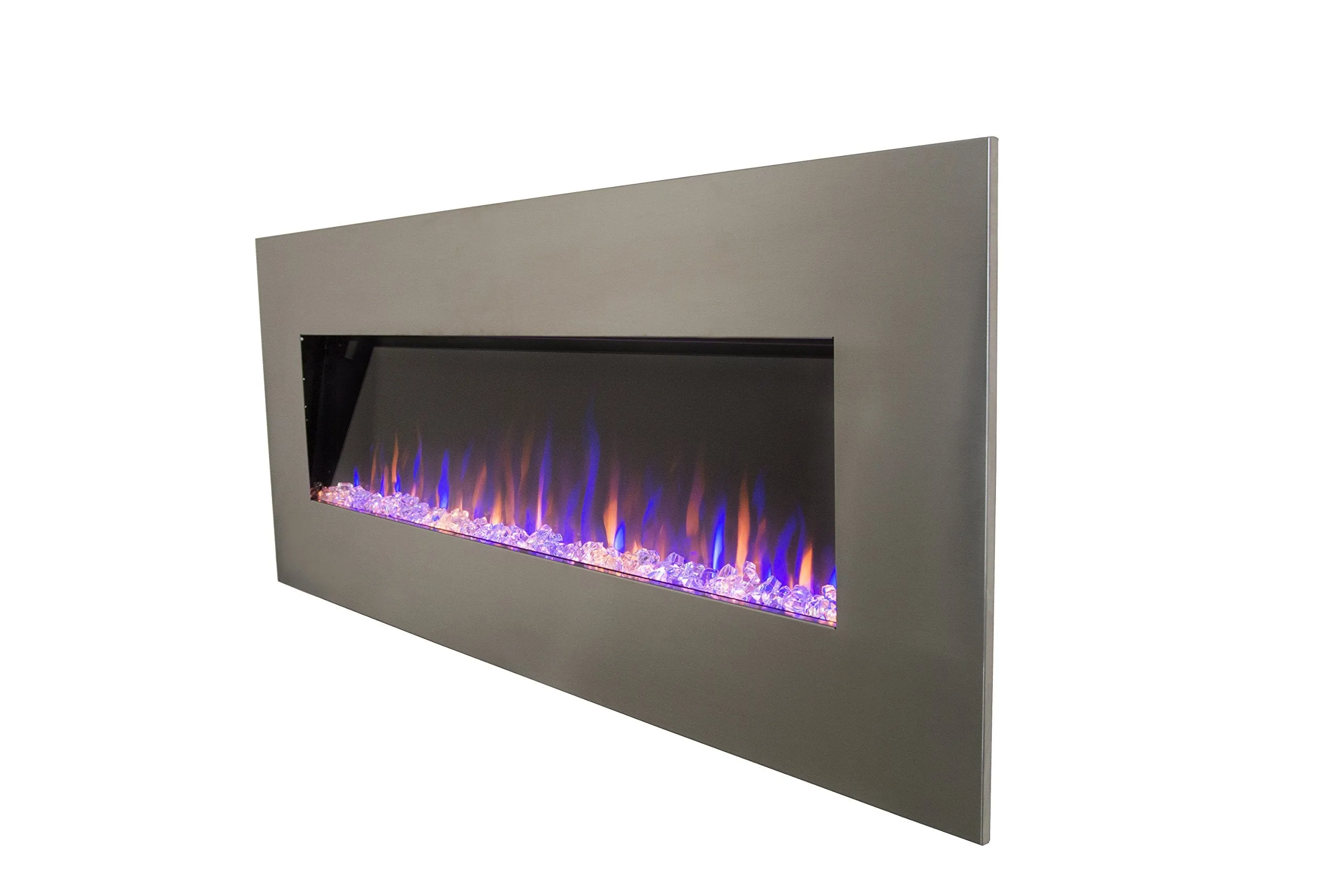 AudioFlare Stainless 50" Insert/Recessed Electric Fireplace With 3 Colors and Bluetooth Audio Audio