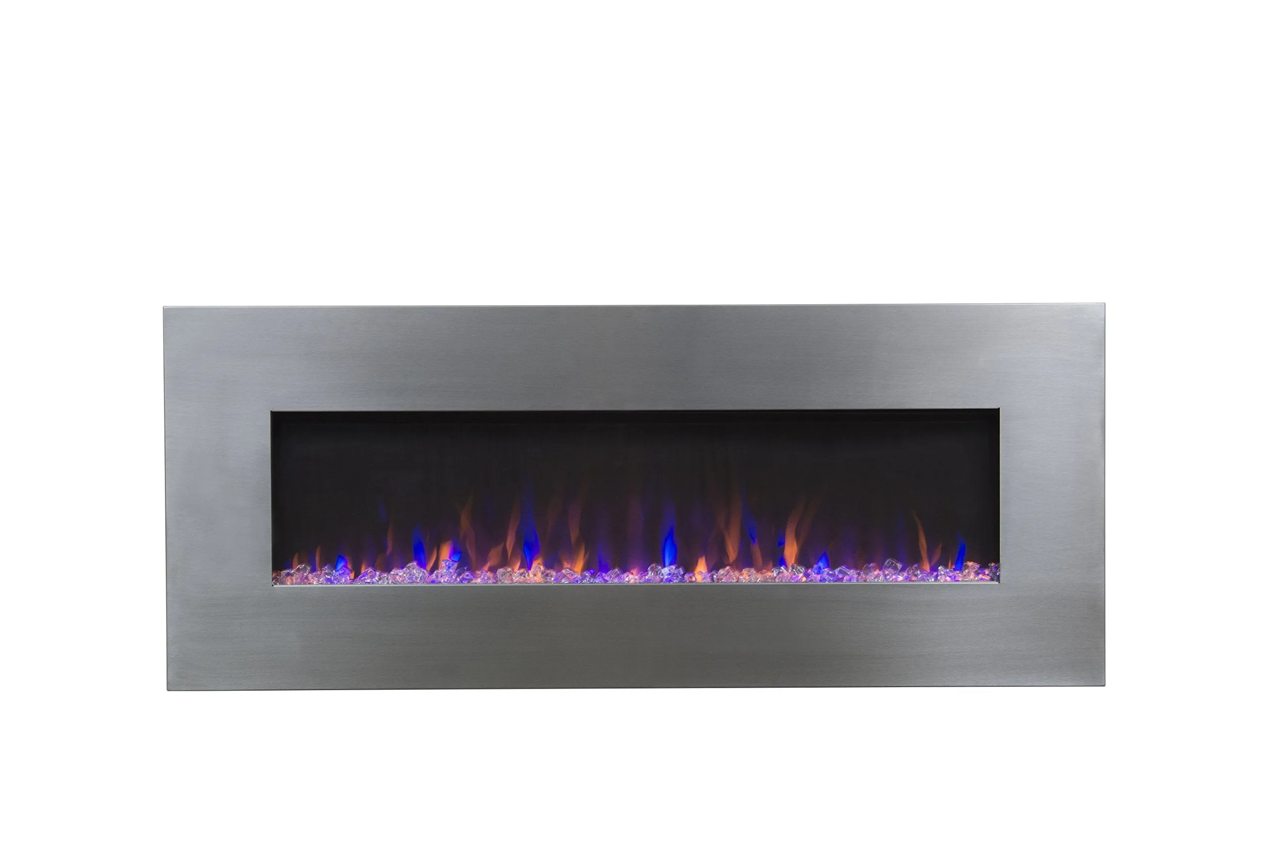 AudioFlare Stainless 50" Insert/Recessed Electric Fireplace With 3 Colors and Bluetooth Audio Audio