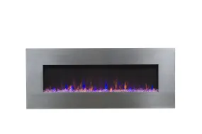 AudioFlare Stainless 50" Insert/Recessed Electric Fireplace With 3 Colors and Bluetooth Audio Audio