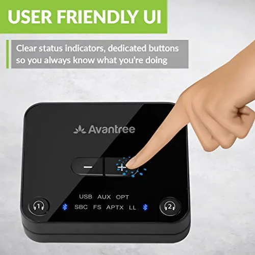 Avantree Audikast Plus Bluetooth 5.0 Transmitter for TV with Volume Control