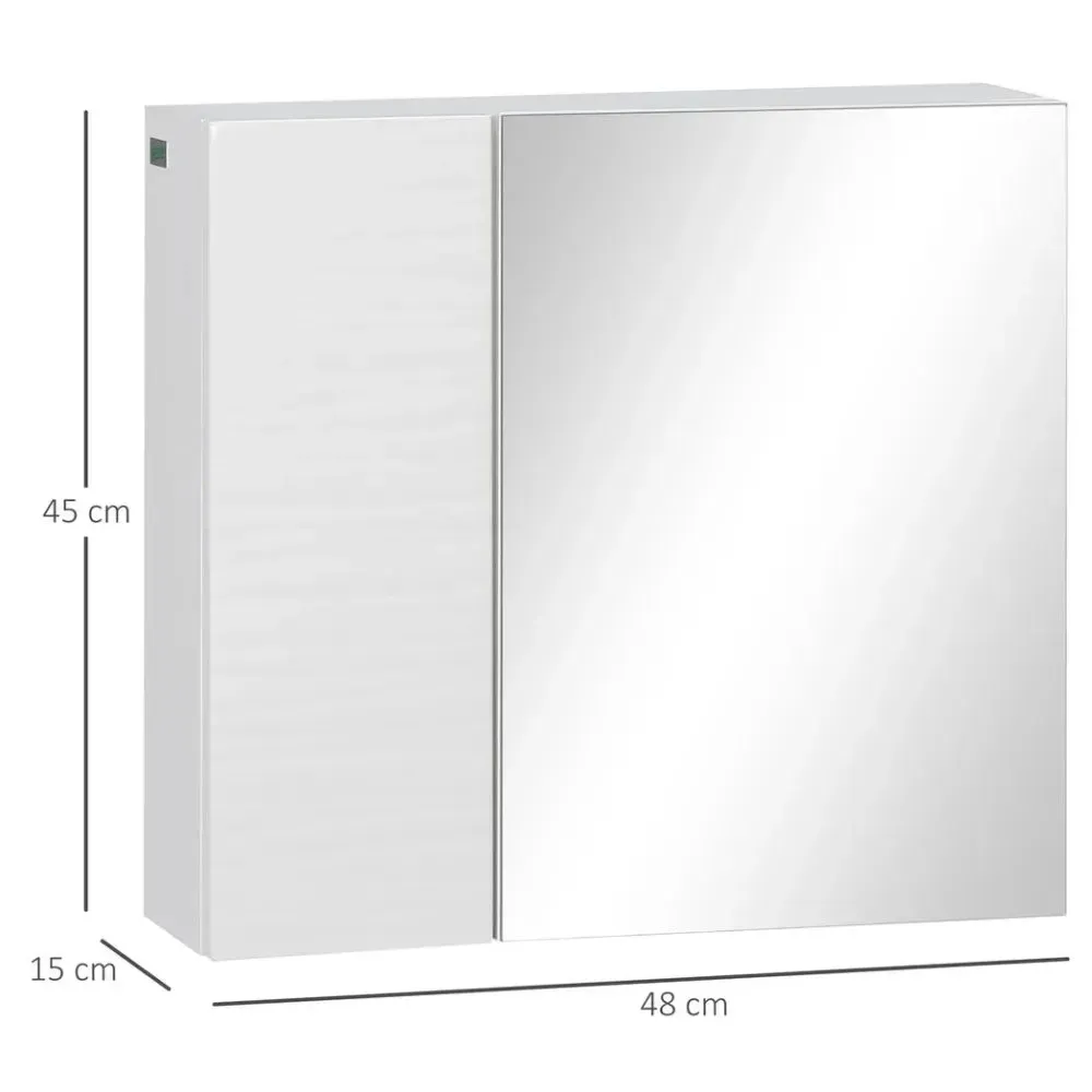 Bathroom Mirror Cabinet - White Wall Mount Organizer