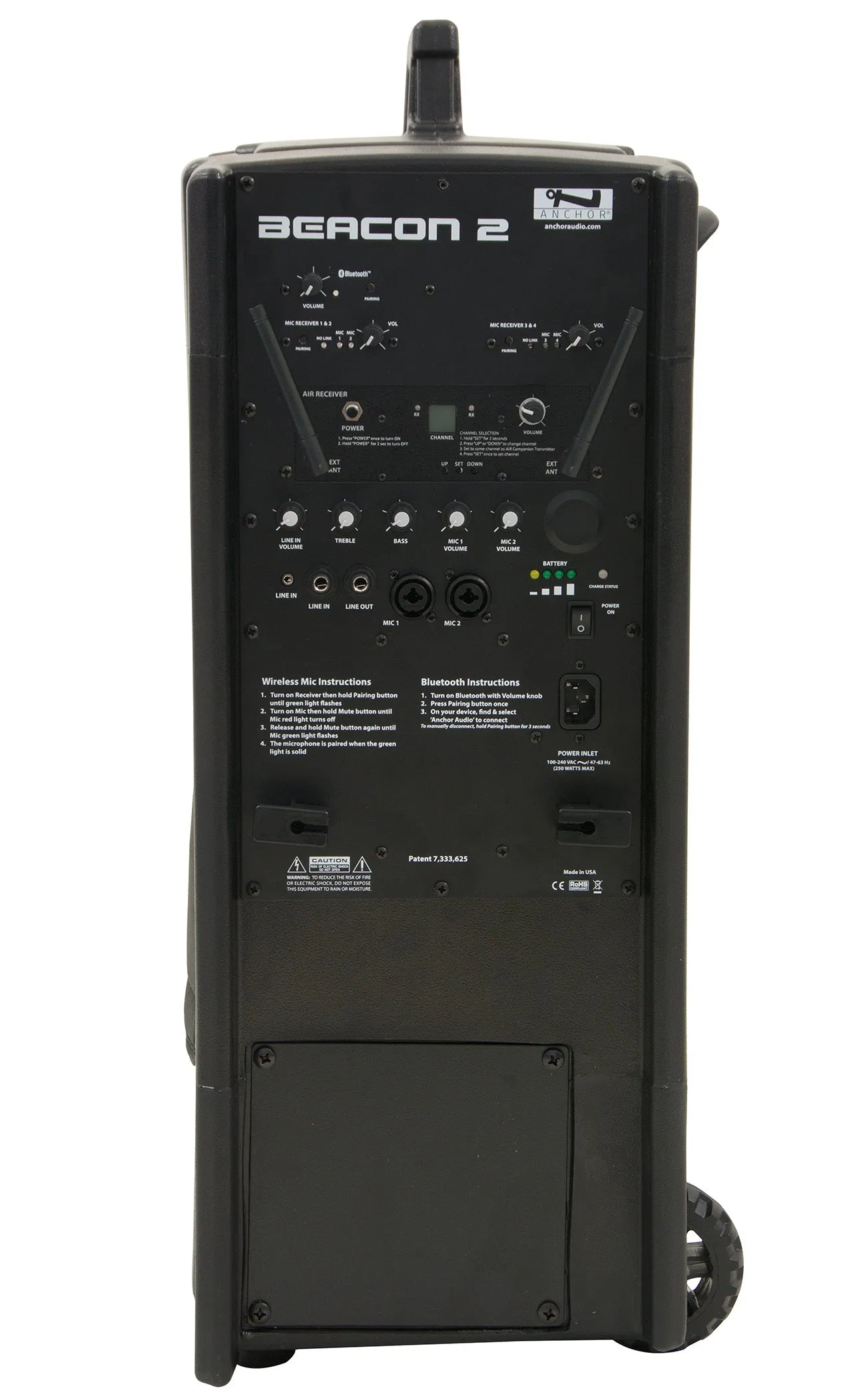 BEA2-RU4 | Beacon with built-in Bluetooth, AIR wireless receiver & two dual wireless mic receivers