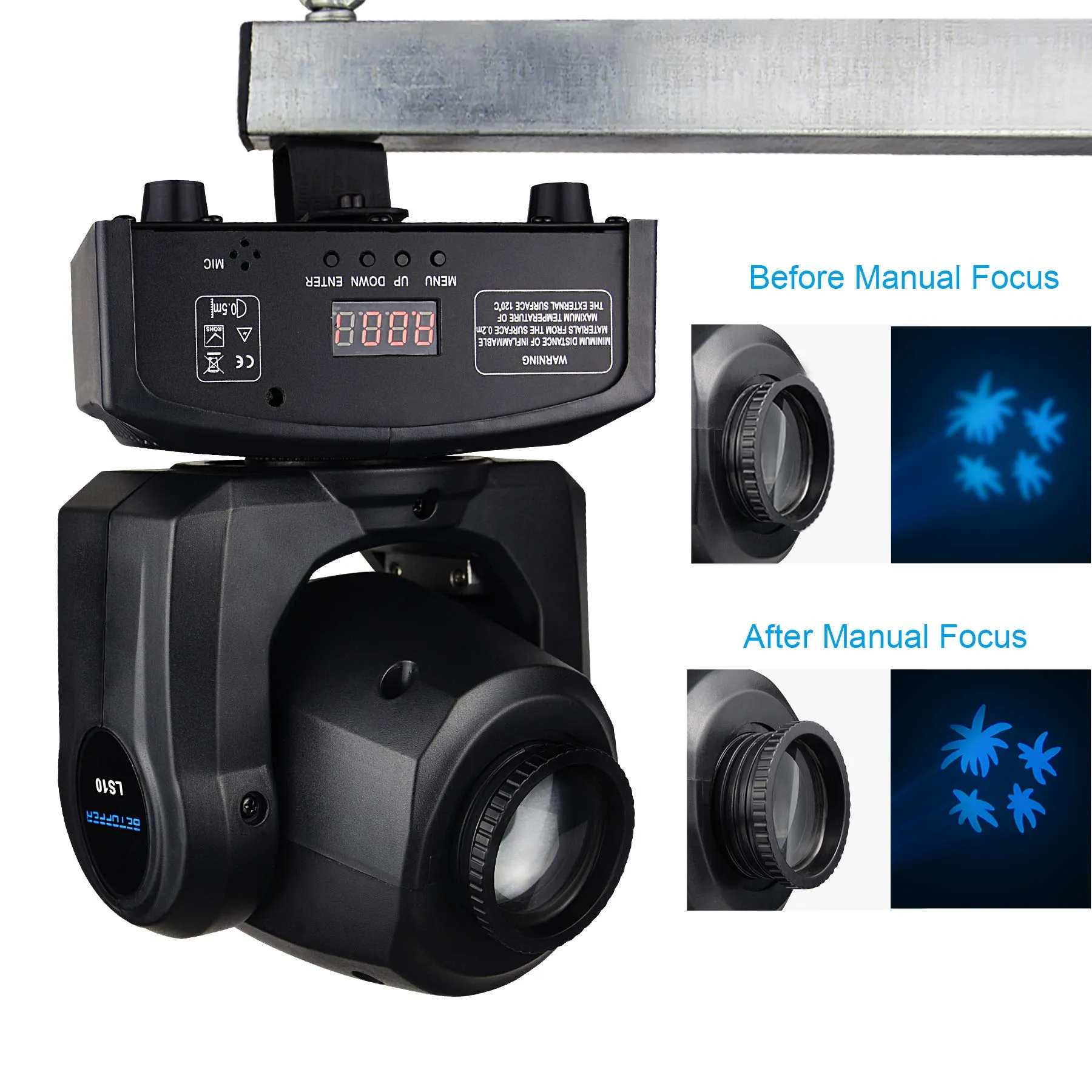 Betopper Spot Moving Head Lights 10W 8 GOBO 8 Colors  For Night Club Wedding Theater