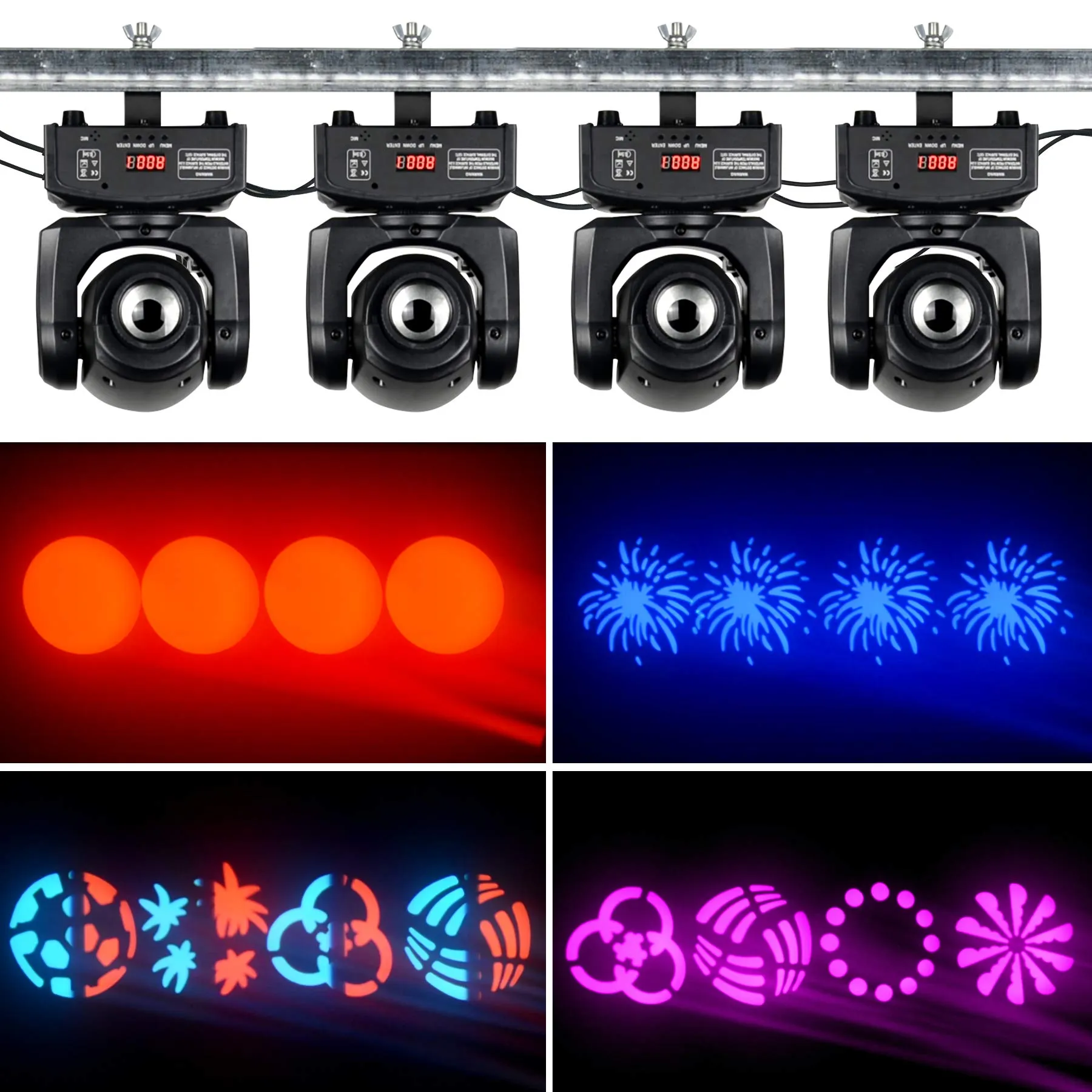 Betopper Spot Moving Head Lights 10W 8 GOBO 8 Colors  For Night Club Wedding Theater