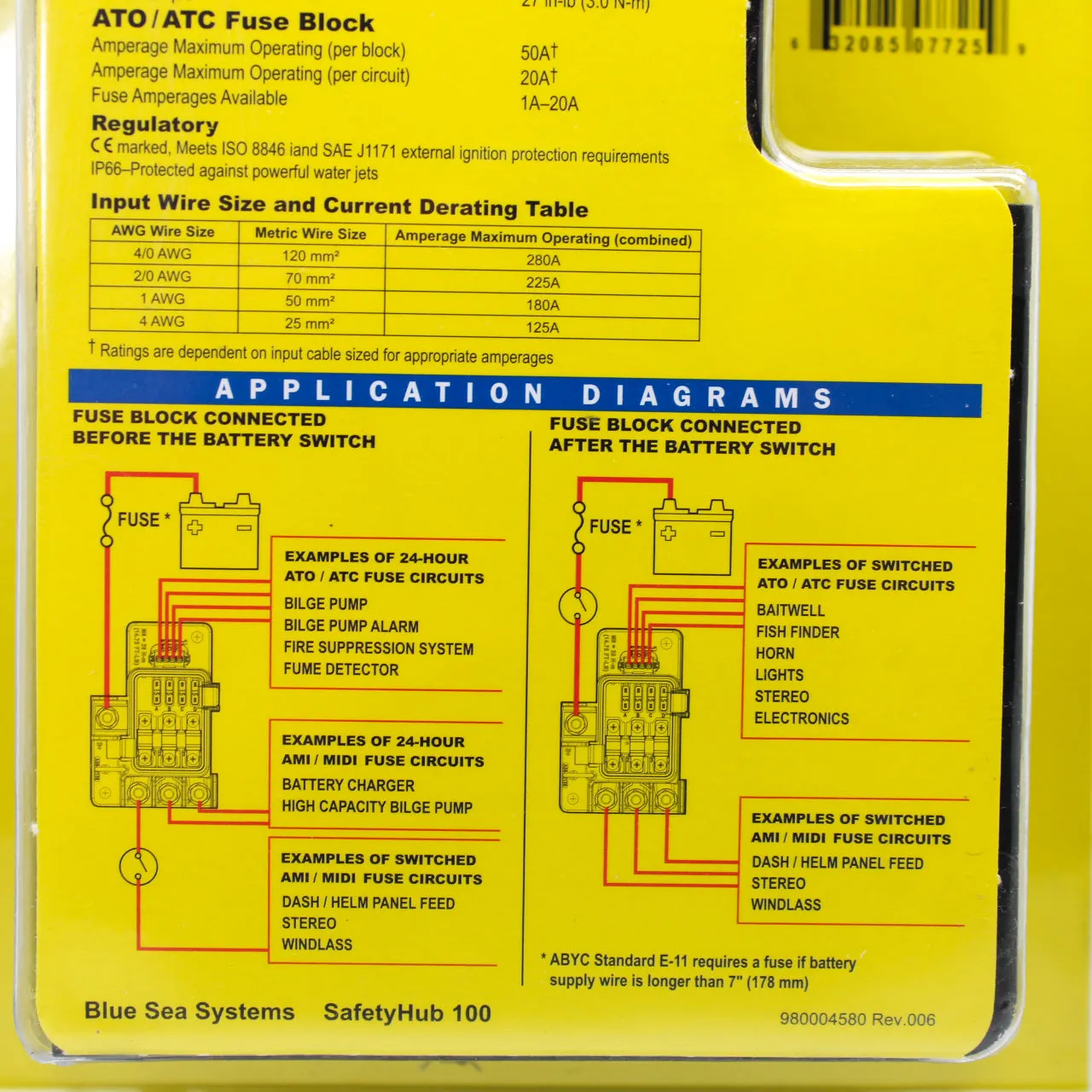 Blue Sea Systems 7725 Safety HUB 100 Fuse Block