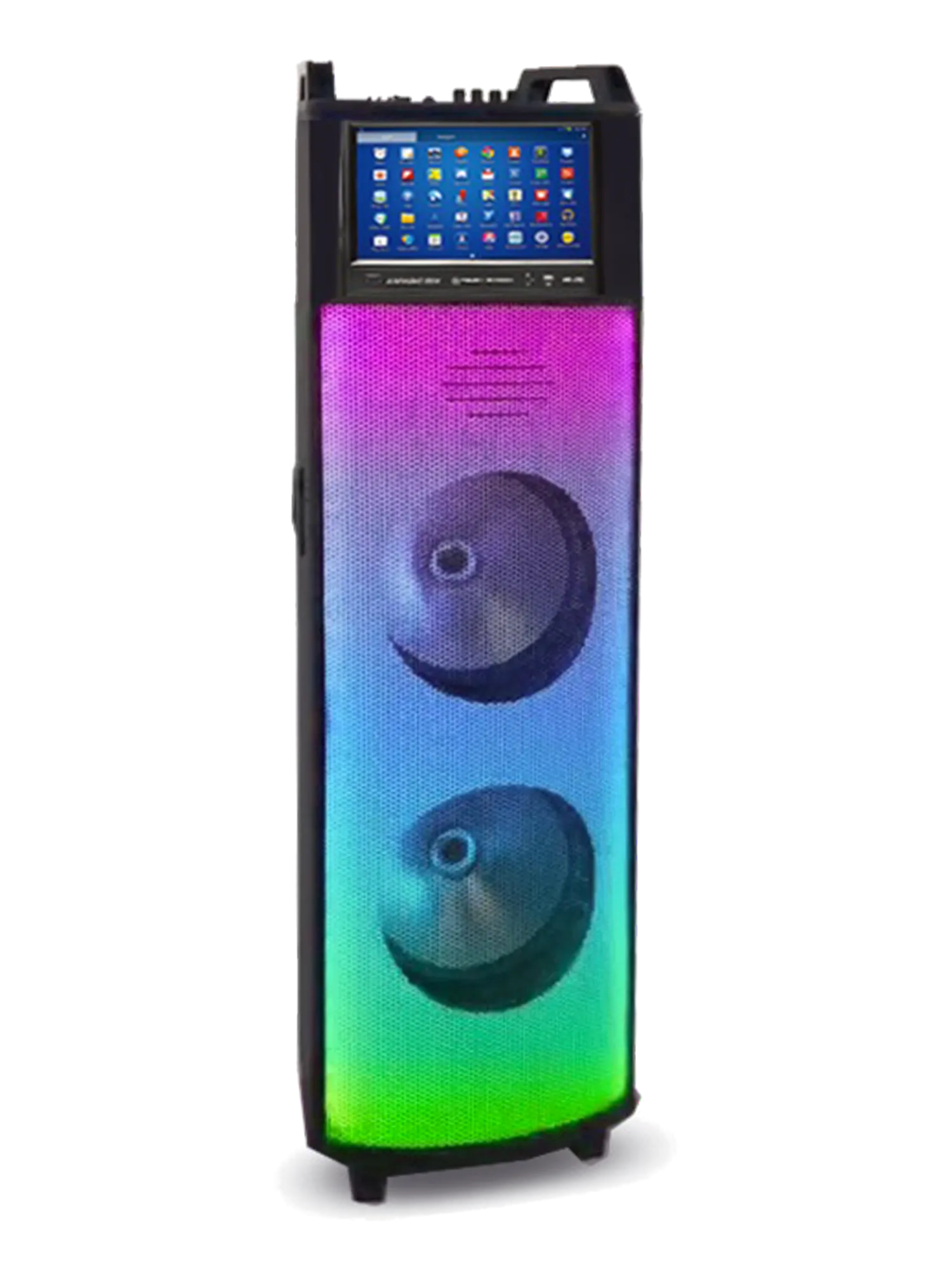 Bluetooth LED Tower Speaker with Disco Light Show & 12” Android TouchScreen