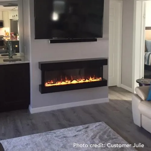 Chesmont Black 50 Inch 80034 Wall Mount 3-Sided Smart Floating Electric Fireplace (Alexa/Google Compatible)