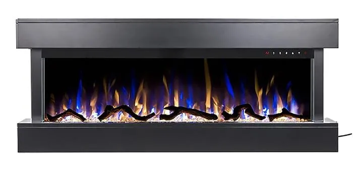 Chesmont Black 50 Inch 80034 Wall Mount 3-Sided Smart Floating Electric Fireplace (Alexa/Google Compatible)