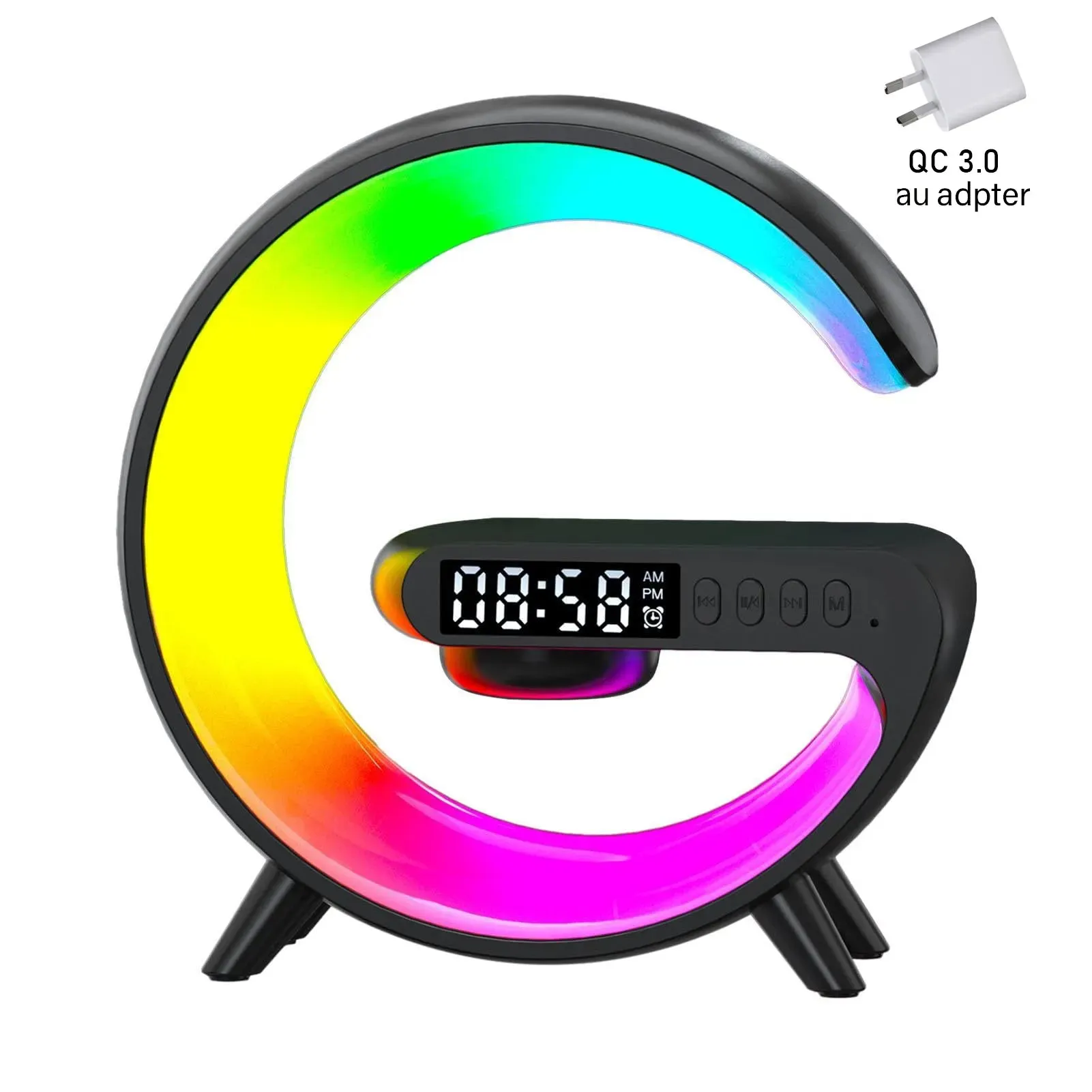 COLSUR 10W Wireless Charger Stand Pad with Bluetooth Speaker TF RGB  Multifunctional Bedside Desktop Night Light Table Lamp
