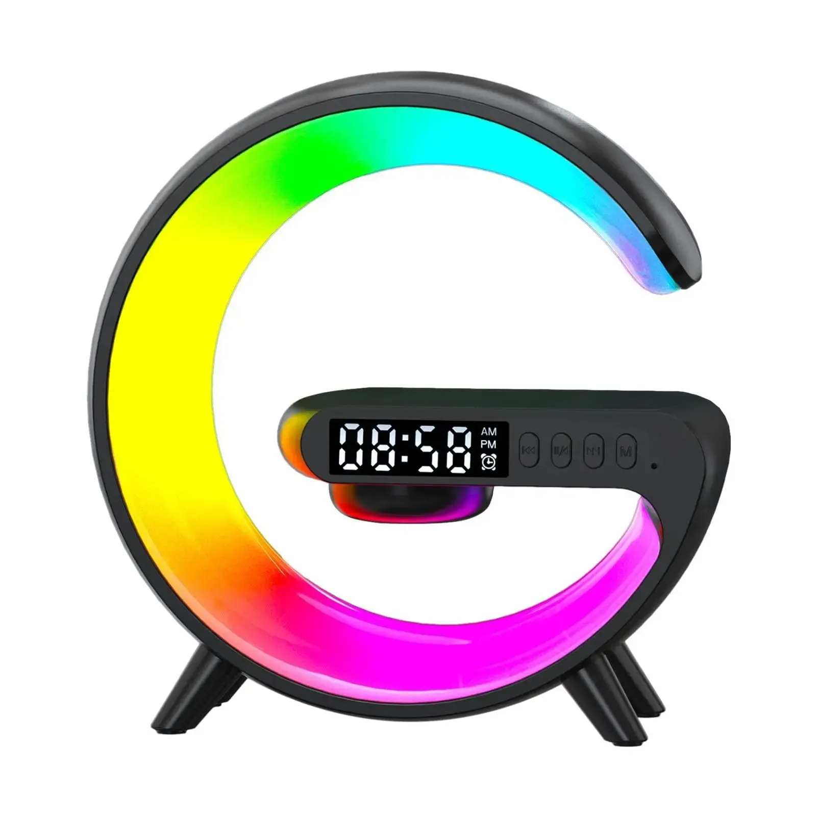 COLSUR 10W Wireless Charger Stand Pad with Bluetooth Speaker TF RGB  Multifunctional Bedside Desktop Night Light Table Lamp