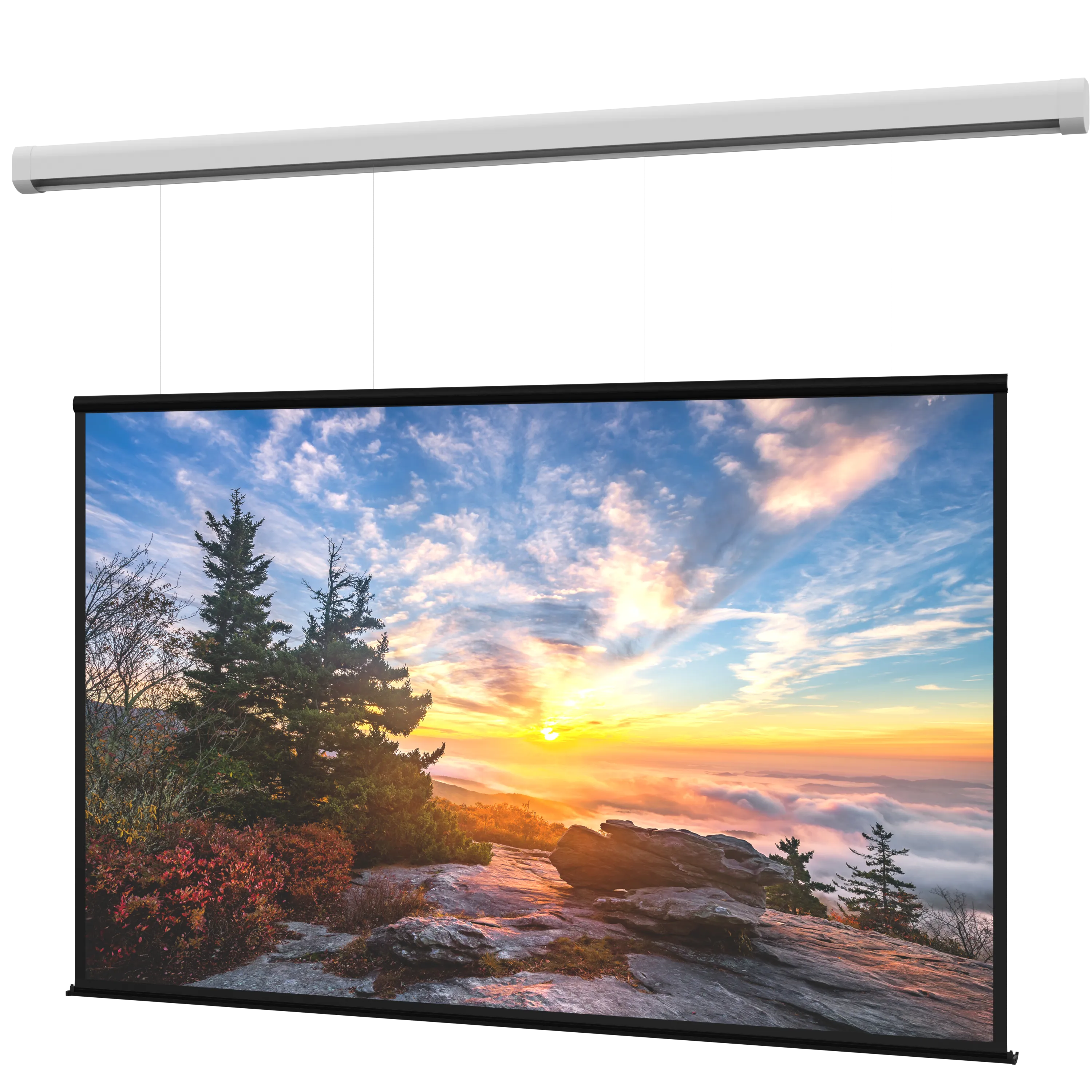 Da-Lite Myriad Tensioned Reveal SightLine Cable Drop 193" Diag. 16:9 Parallax Stratos 1.0 Electric Projector Screen